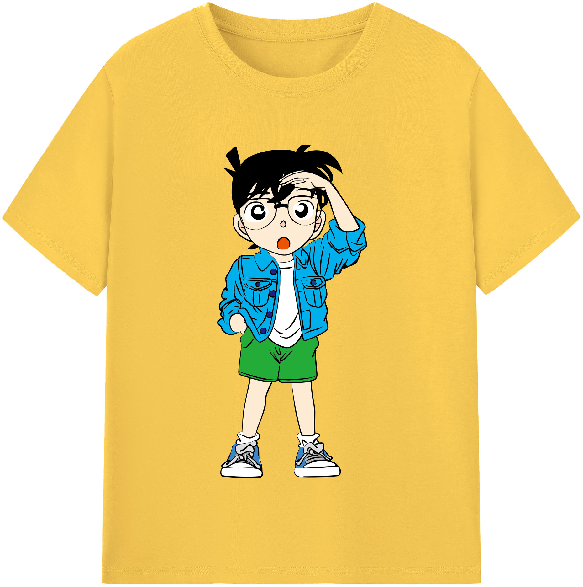 （画像用） 名探偵コナン 江戸川 コナン Detective Conan Conan Edogawa 綿100％半袖Tシャツ（フロントプリント）