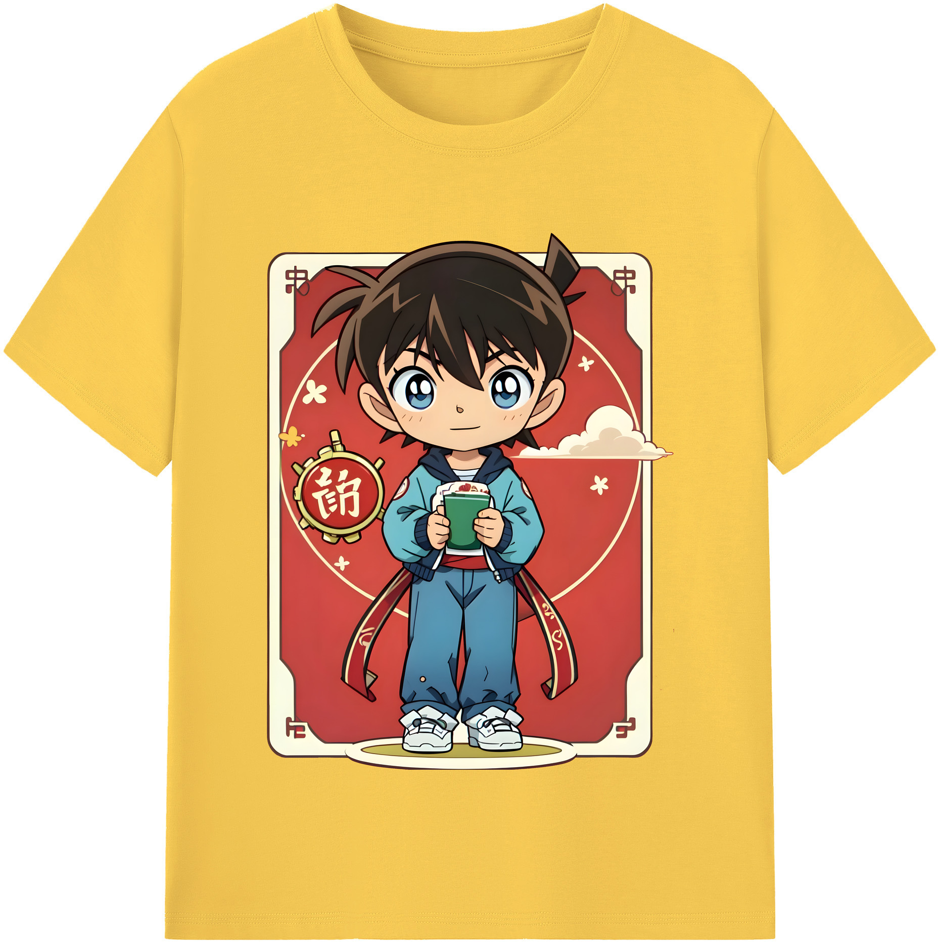 （画像用） 名探偵コナン 江戸川 コナン Detective Conan Conan Edogawa 綿100％半袖Tシャツ（フロントプリント）