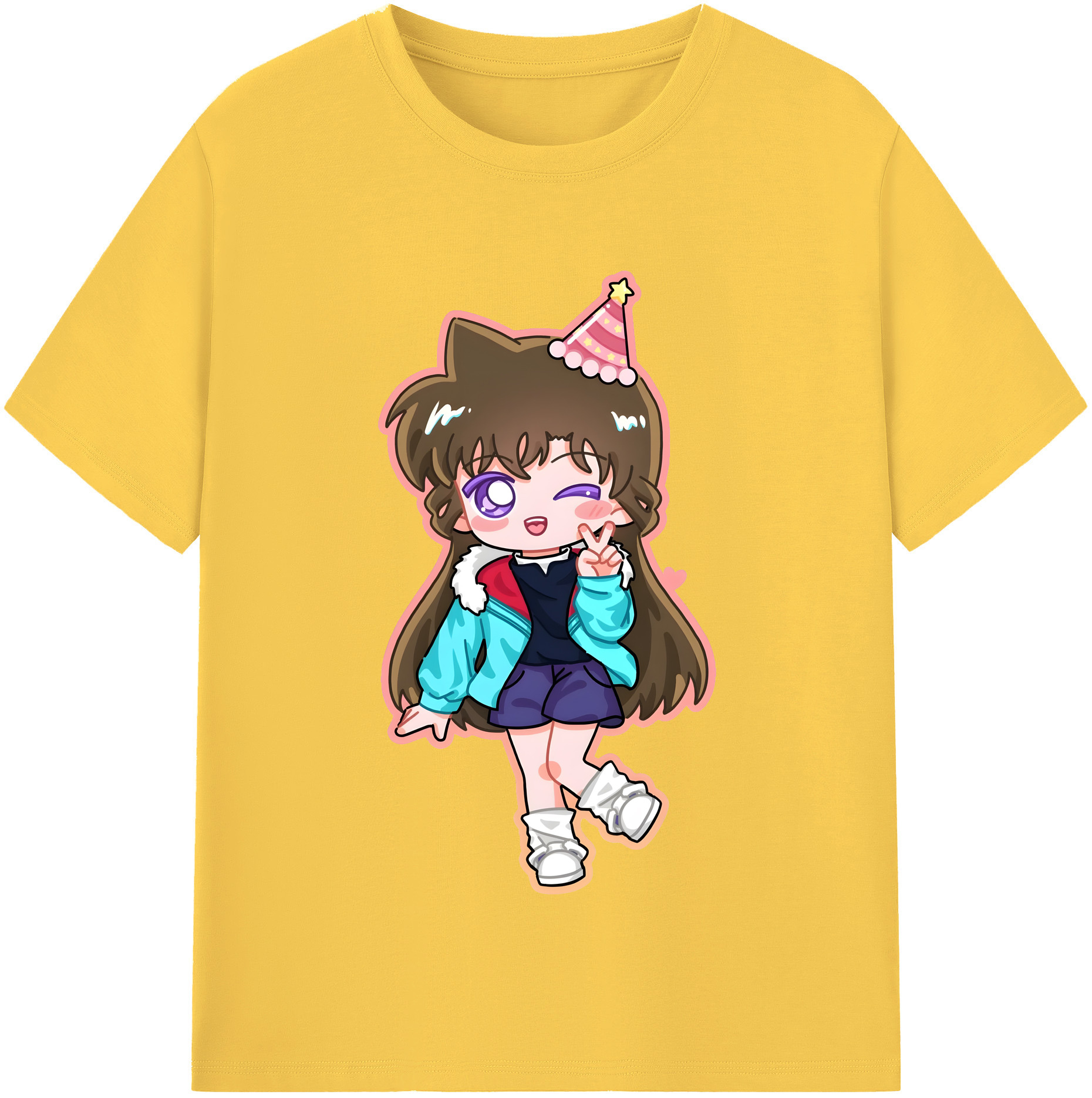 （画像用） 名探偵コナン 毛利 蘭 もうり らん、モーリ ラン Detective Conan Rachel Moore 綿100％半袖Tシャツ（フロントプリント）