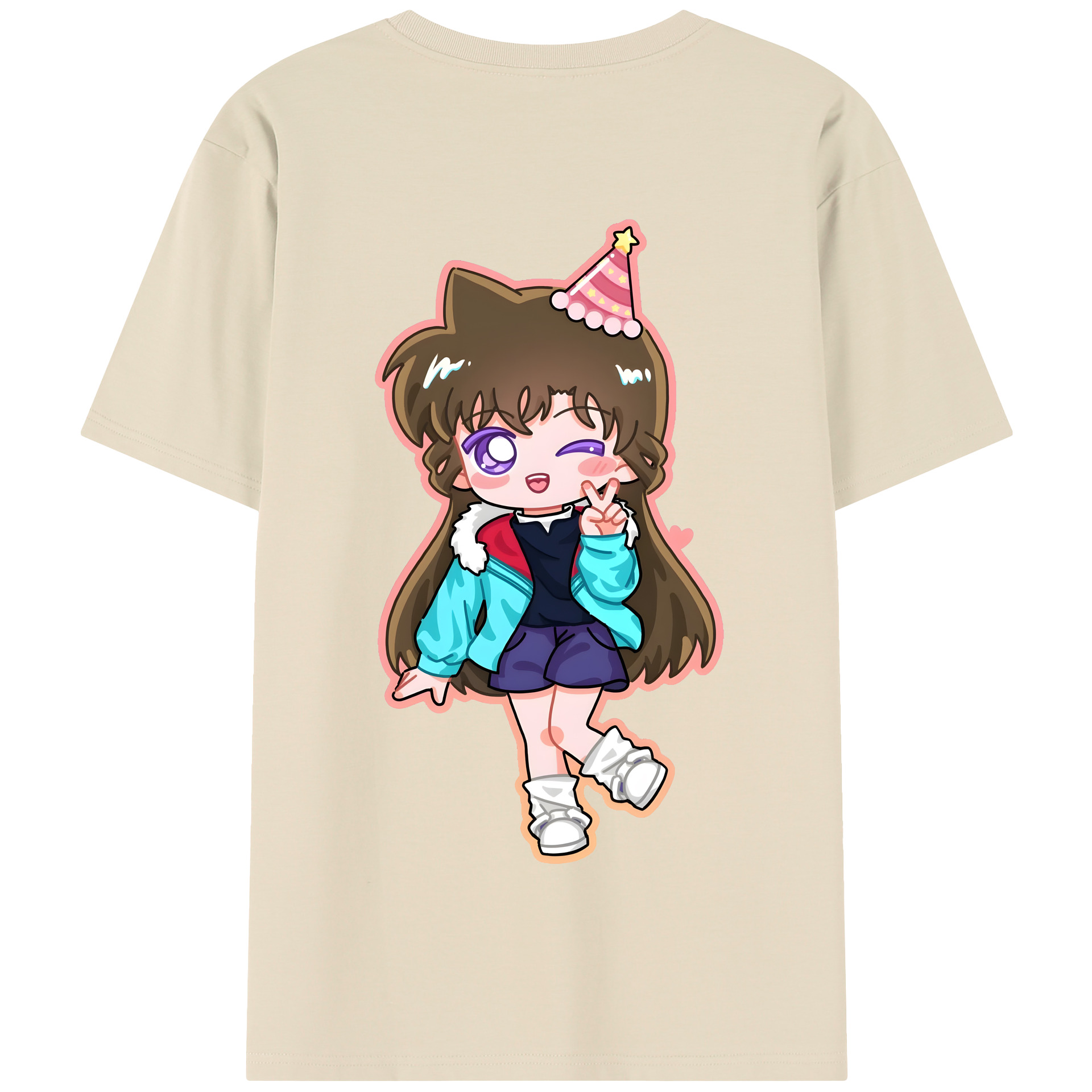 （画像用） 名探偵コナン 毛利 蘭 もうり らん、モーリ ラン Detective Conan Rachel Moore 綿100％半袖Tシャツ（背面プリント）