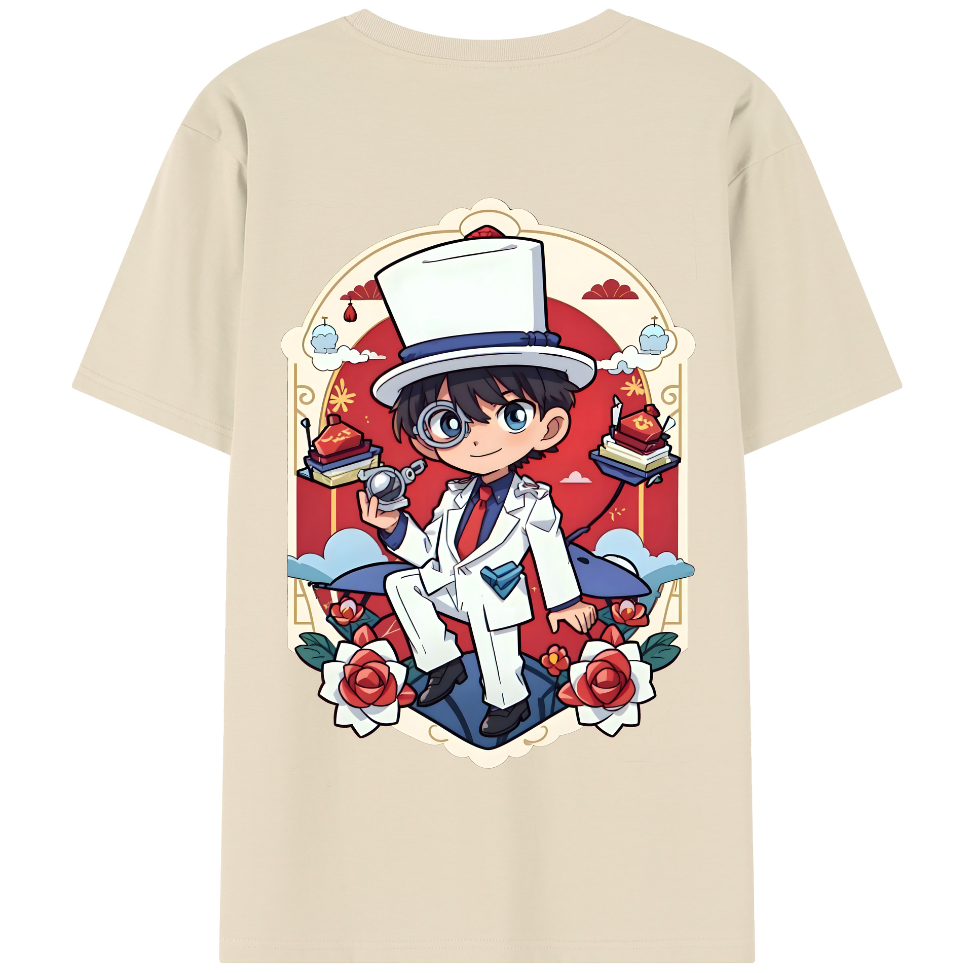 （画像用） 名探偵コナン くろば かいと Detective Conan Kuroba Kaito 綿100％半袖Tシャツ（背面プリント）