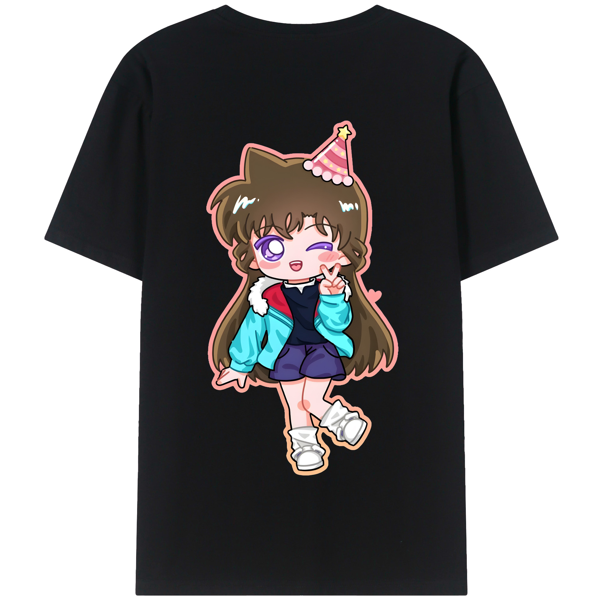 （画像用） 名探偵コナン 毛利 蘭 もうり らん、モーリ ラン Detective Conan Rachel Moore 綿100％半袖Tシャツ（背面プリント）