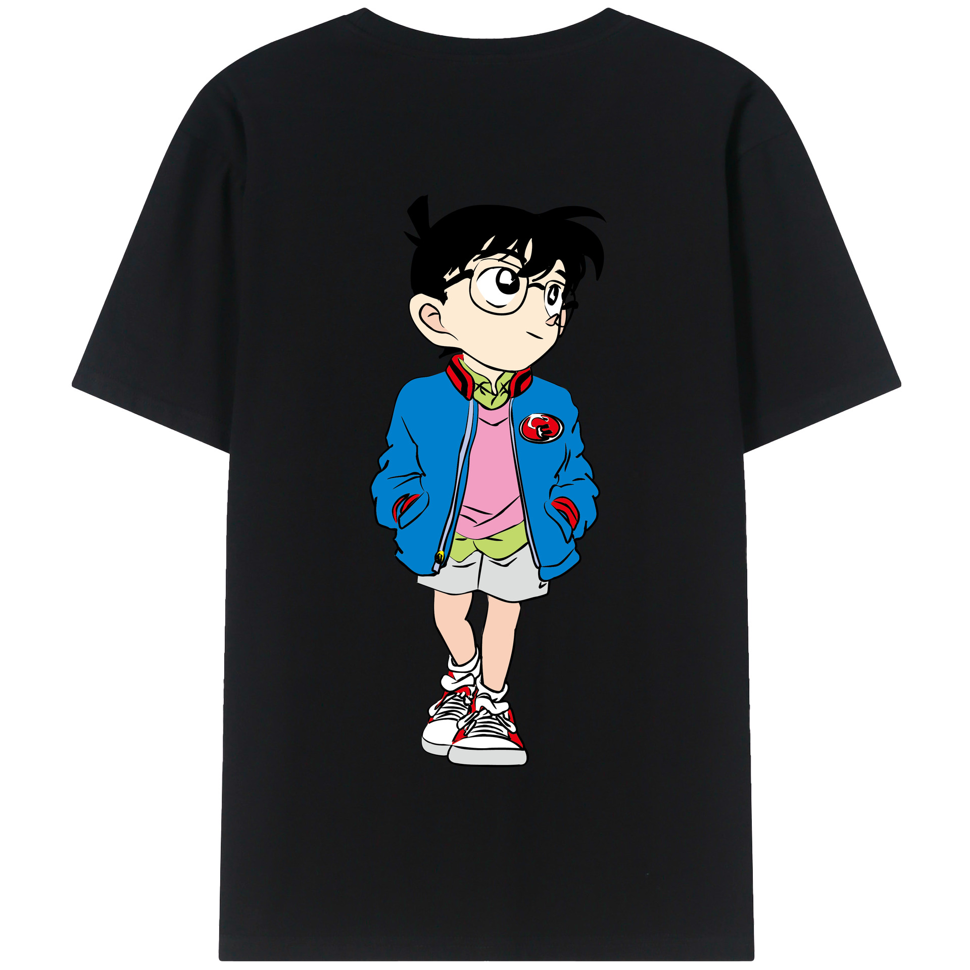 （画像用） 名探偵コナン 江戸川 コナン Detective Conan Conan Edogawa 綿100％半袖Tシャツ（背面プリント）