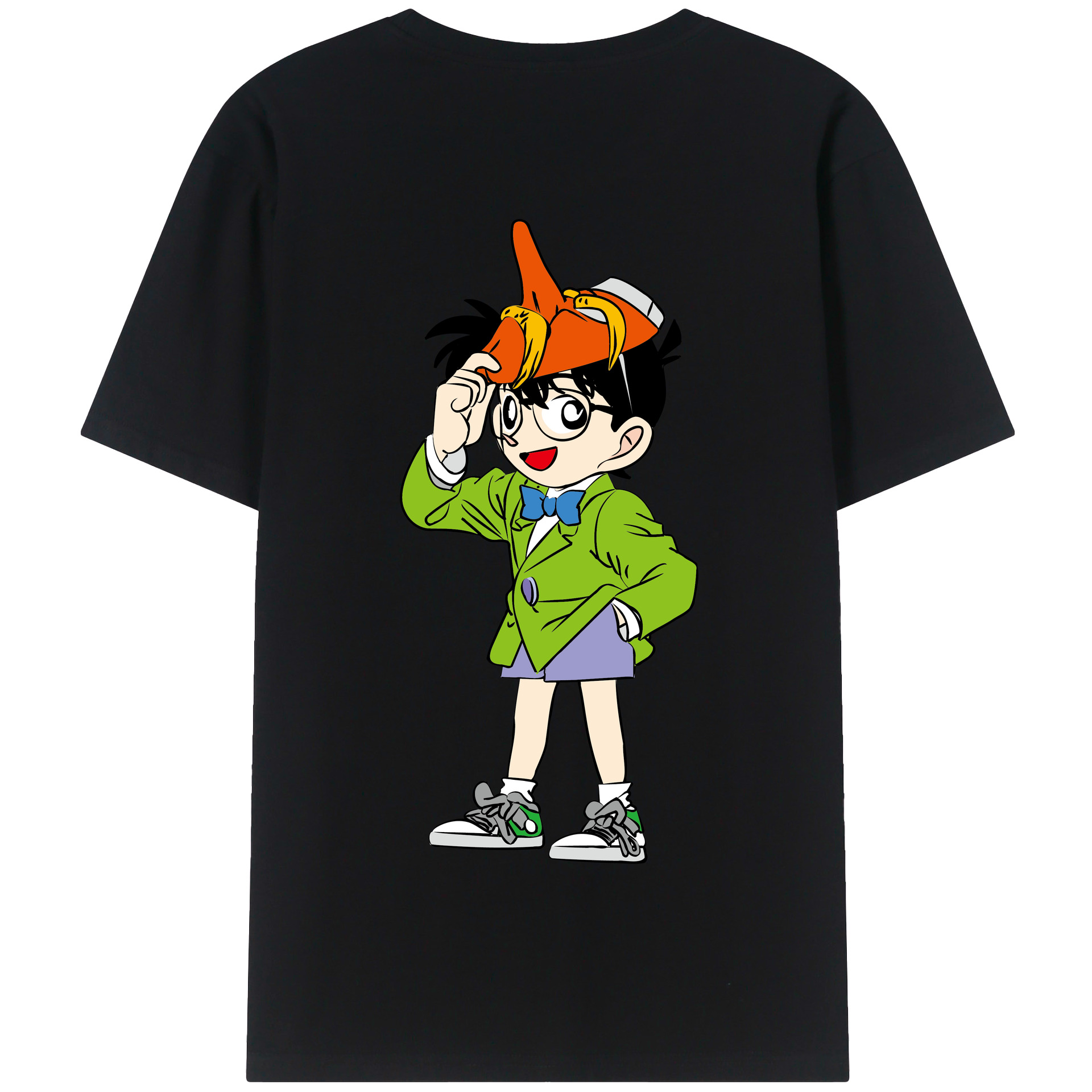 （画像用） 名探偵コナン 江戸川 コナン Detective Conan Conan Edogawa 綿100％半袖Tシャツ（背面プリント）
