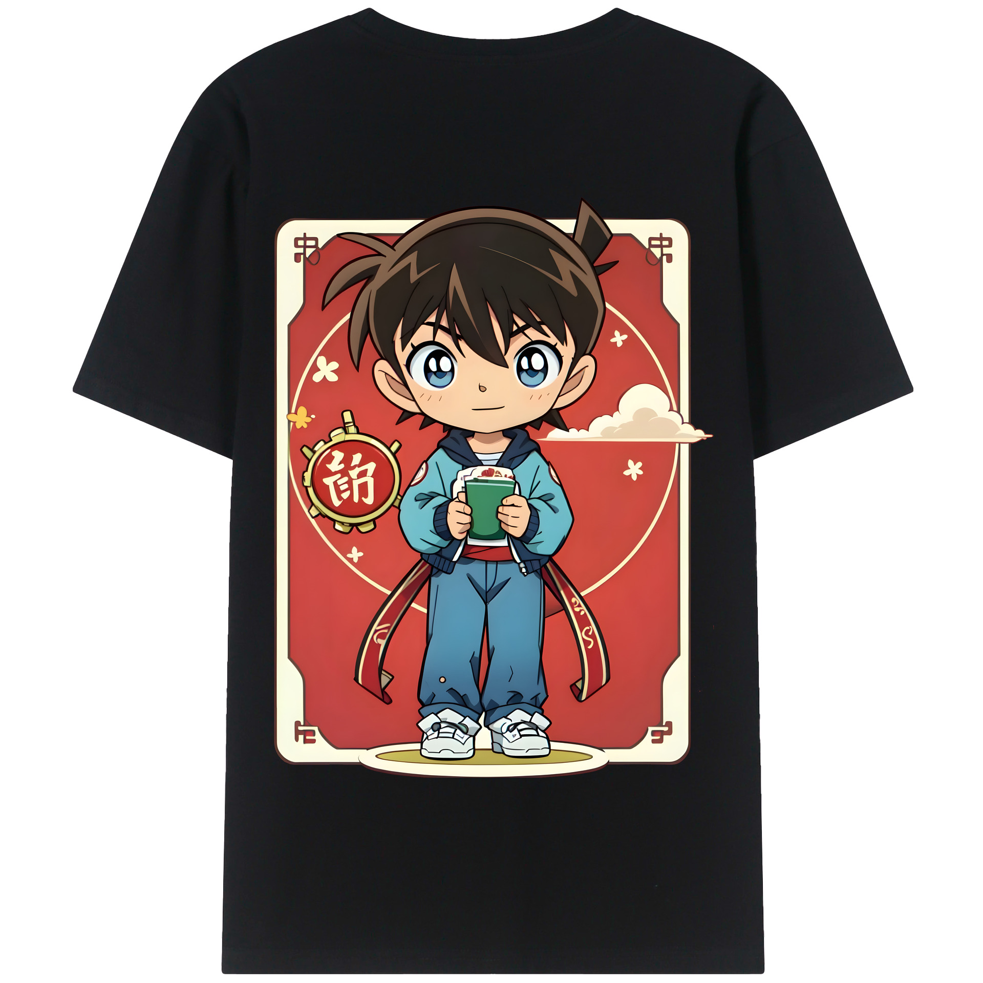（画像用） 名探偵コナン 江戸川 コナン Detective Conan Conan Edogawa 綿100％半袖Tシャツ（背面プリント）