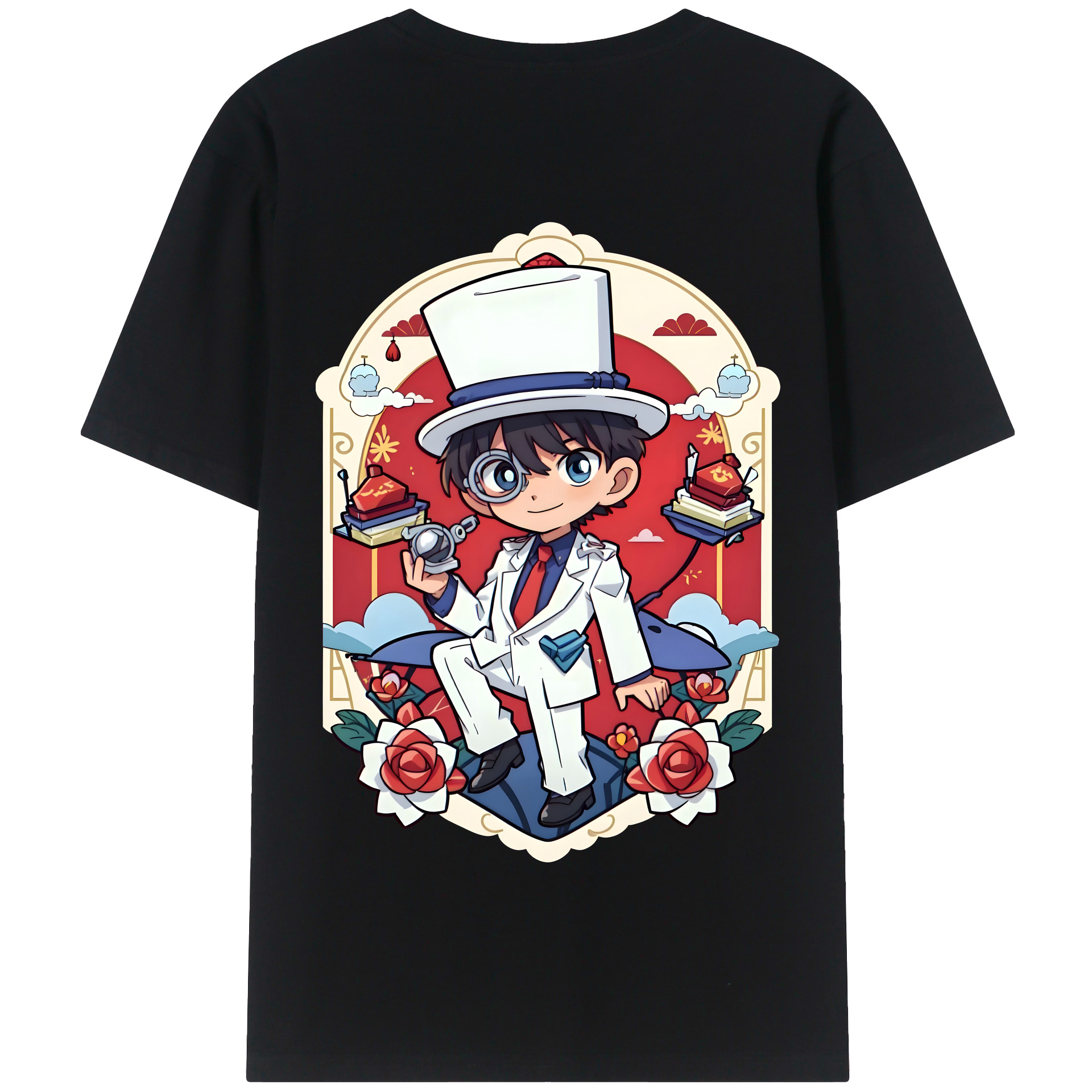 （画像用） 名探偵コナン くろば かいと Detective Conan Kuroba Kaito 綿100％半袖Tシャツ（背面プリント）