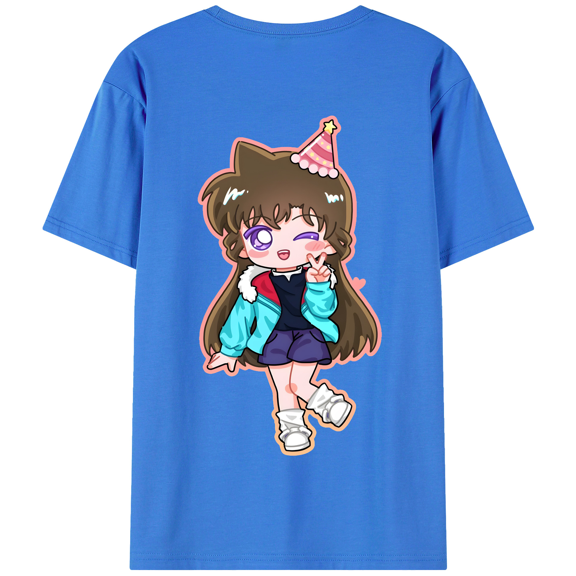 （画像用） 名探偵コナン 毛利 蘭 もうり らん、モーリ ラン Detective Conan Rachel Moore 綿100％半袖Tシャツ（背面プリント）