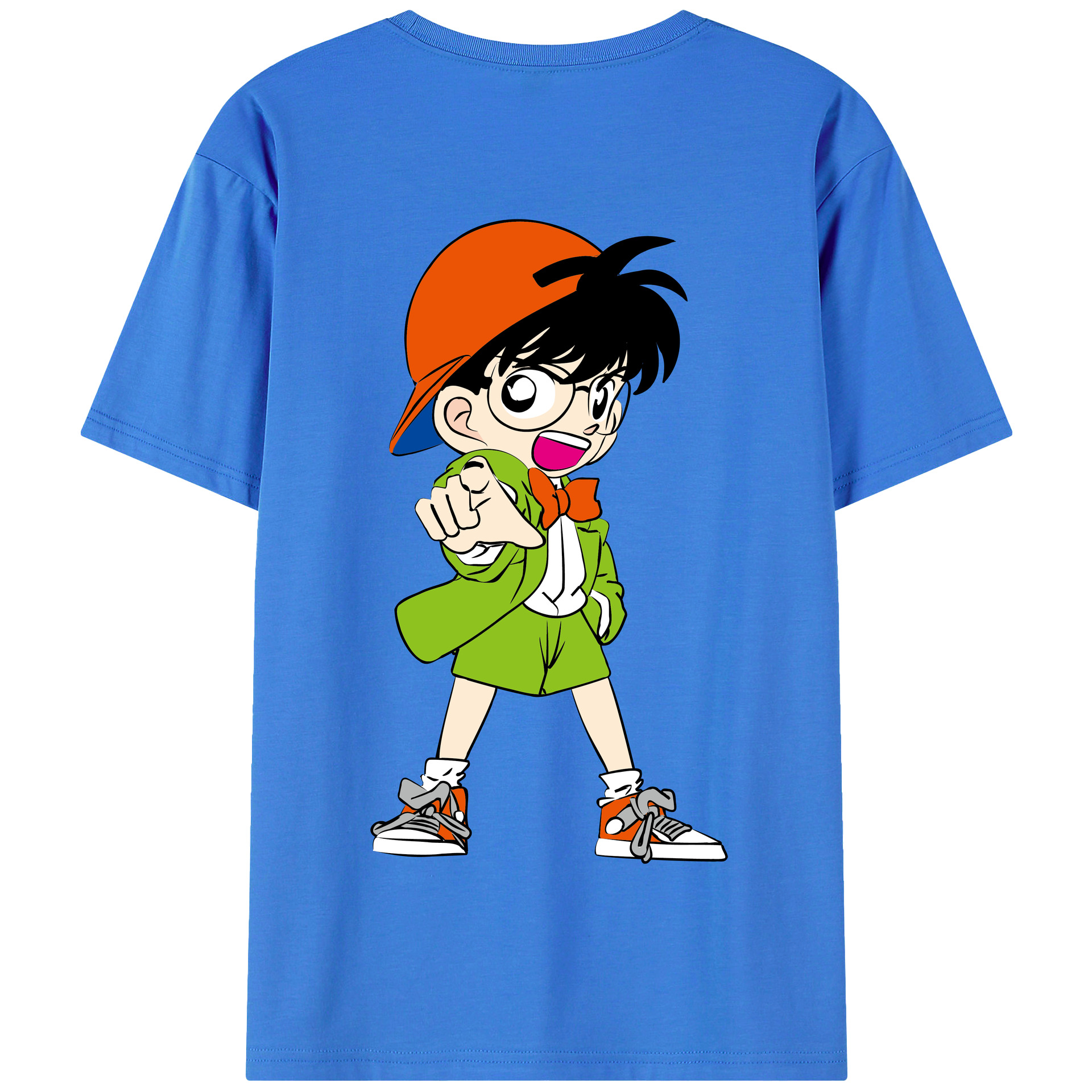 （画像用） 名探偵コナン 江戸川 コナン Detective Conan Conan Edogawa 綿100％半袖Tシャツ（背面プリント）