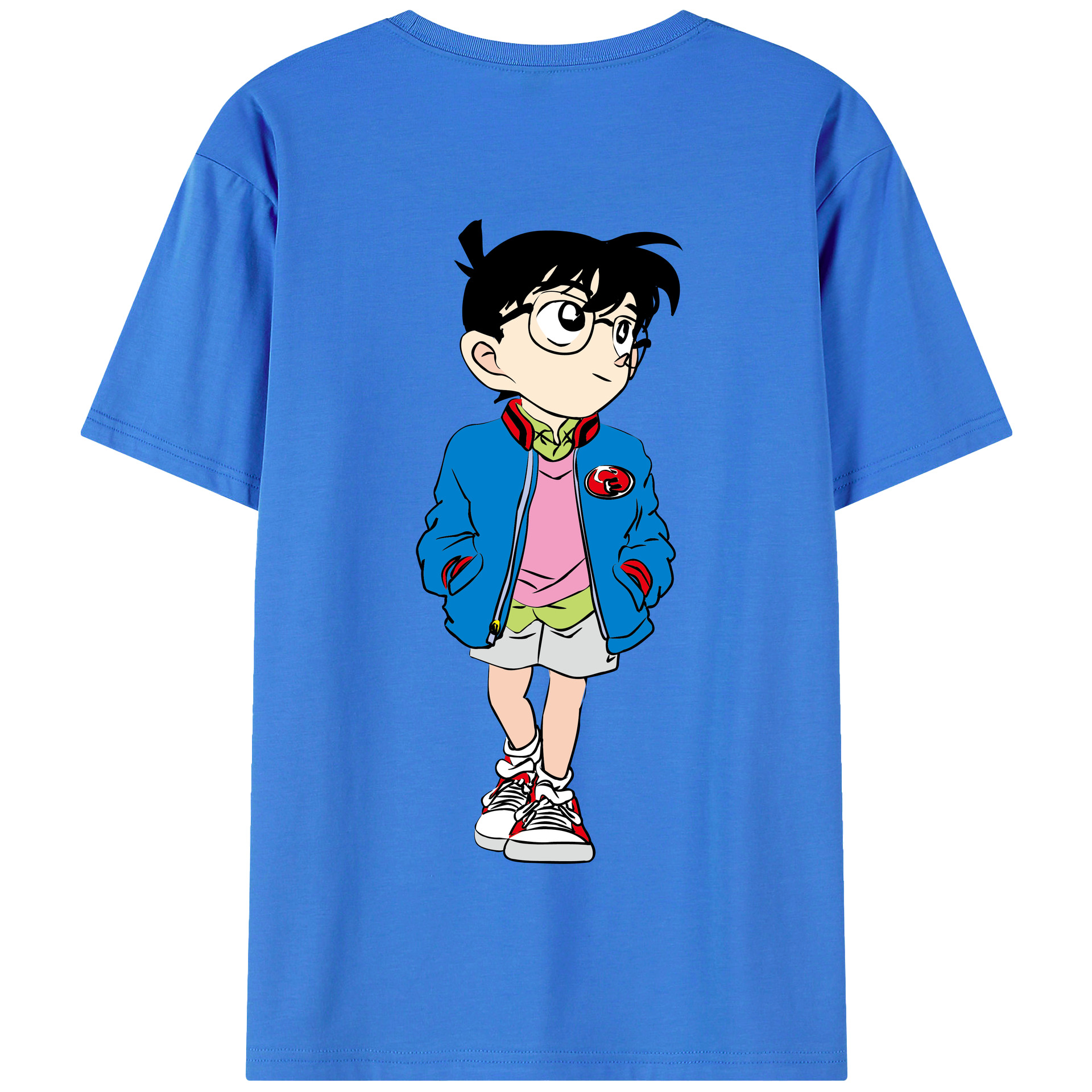 （画像用） 名探偵コナン 江戸川 コナン Detective Conan Conan Edogawa 綿100％半袖Tシャツ（背面プリント）