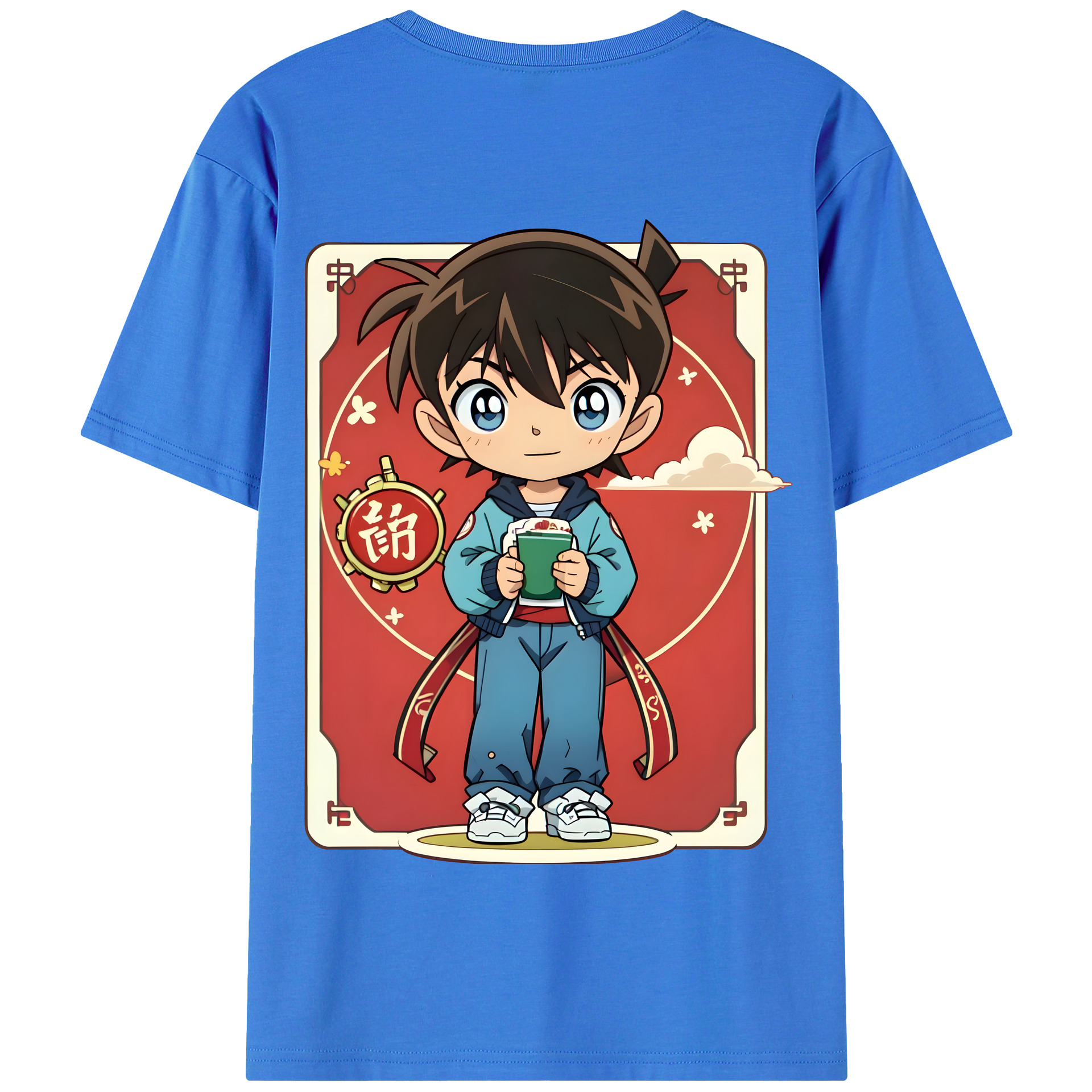（画像用） 名探偵コナン 江戸川 コナン Detective Conan Conan Edogawa 綿100％半袖Tシャツ（背面プリント）
