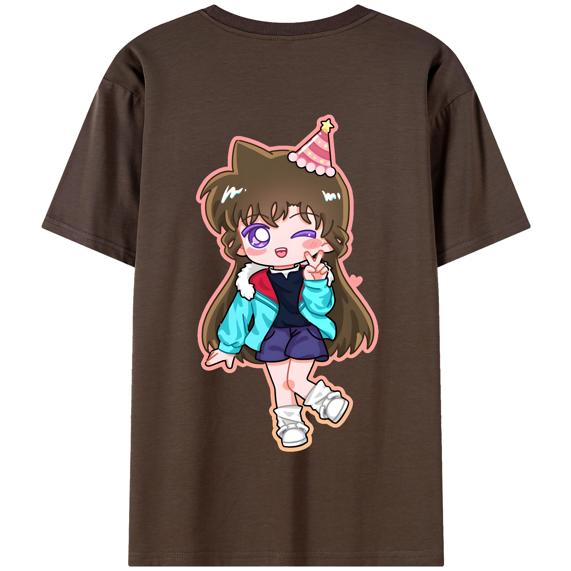 （画像用） 名探偵コナン 毛利 蘭 もうり らん、モーリ ラン Detective Conan Rachel Moore 綿100％半袖Tシャツ（背面プリント）