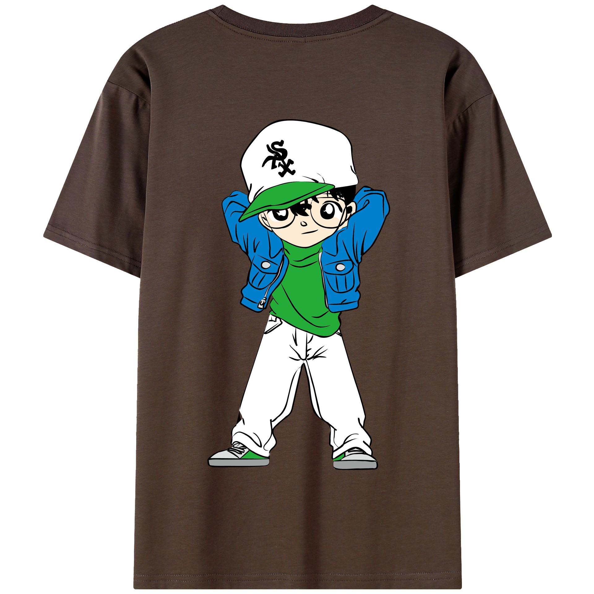 （画像用） 名探偵コナン 江戸川 コナン Detective Conan Conan Edogawa 綿100％半袖Tシャツ（背面プリント）