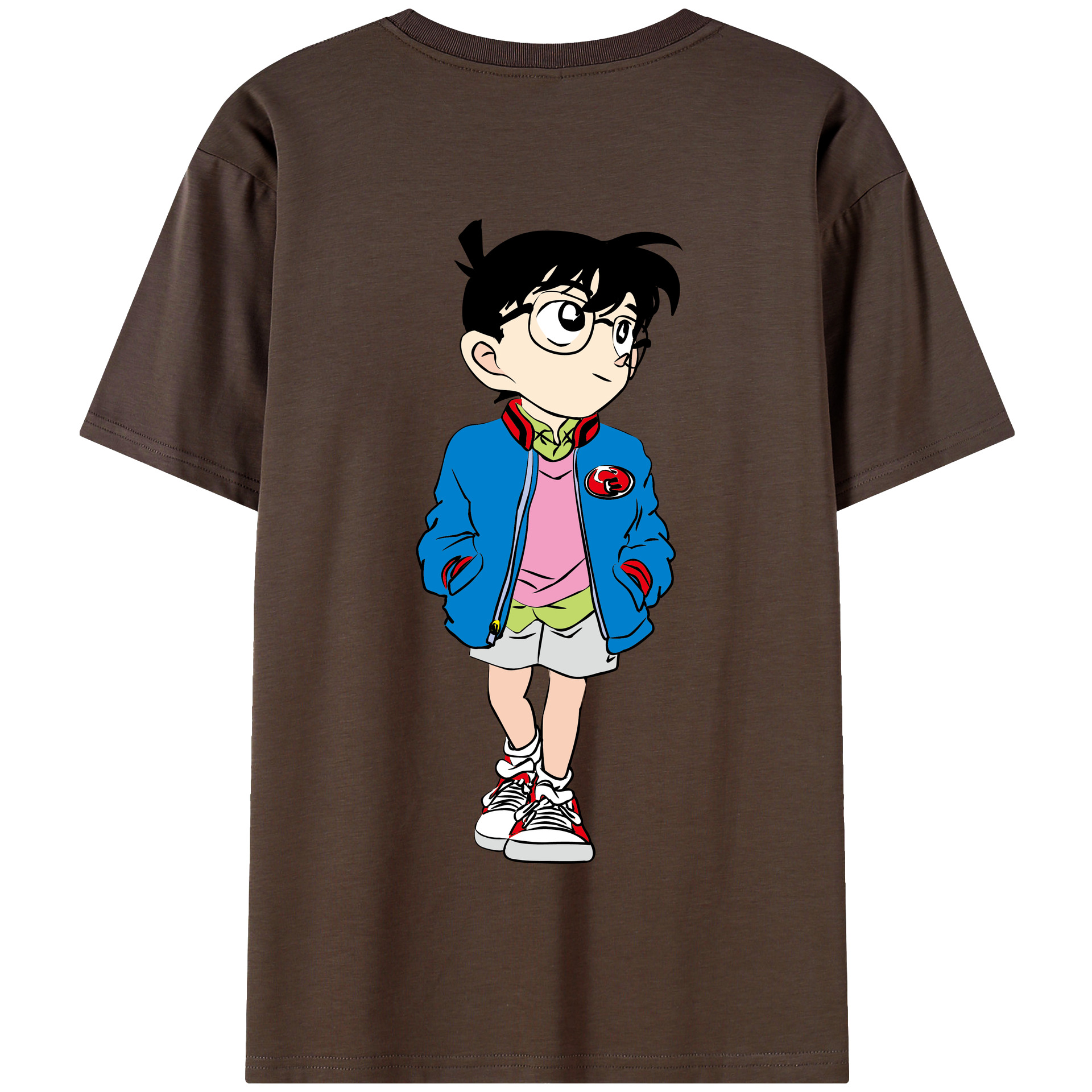 （画像用） 名探偵コナン 江戸川 コナン Detective Conan Conan Edogawa 綿100％半袖Tシャツ（背面プリント）