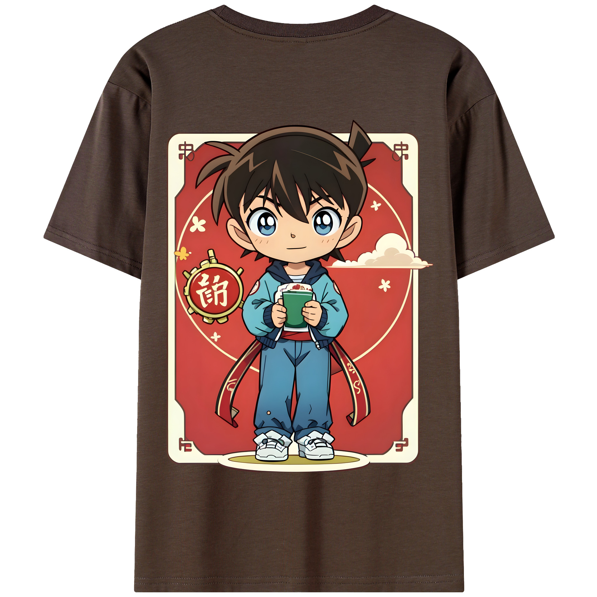 （画像用） 名探偵コナン 江戸川 コナン Detective Conan Conan Edogawa 綿100％半袖Tシャツ（背面プリント）