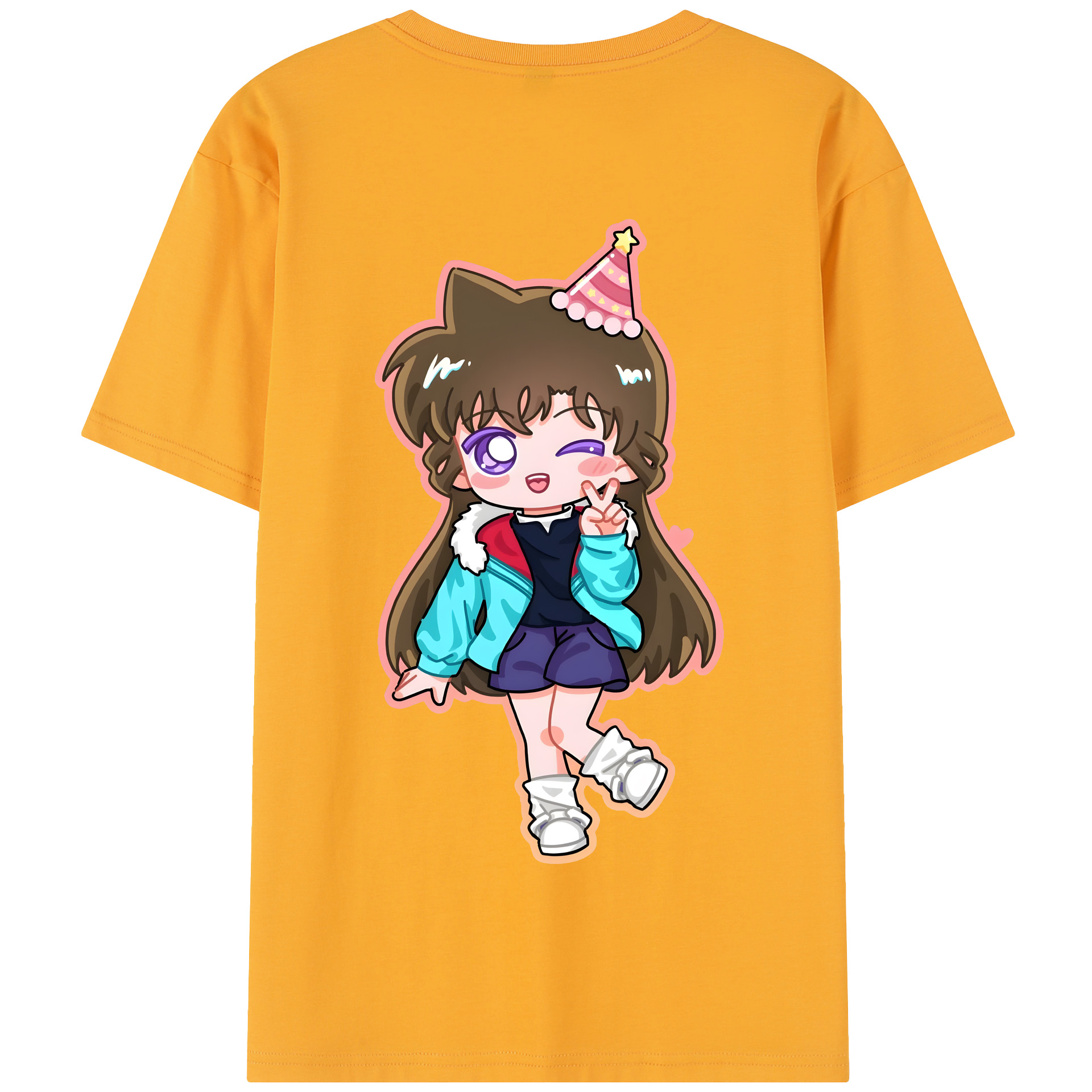 （画像用） 名探偵コナン 毛利 蘭 もうり らん、モーリ ラン Detective Conan Rachel Moore 綿100％半袖Tシャツ（背面プリント）