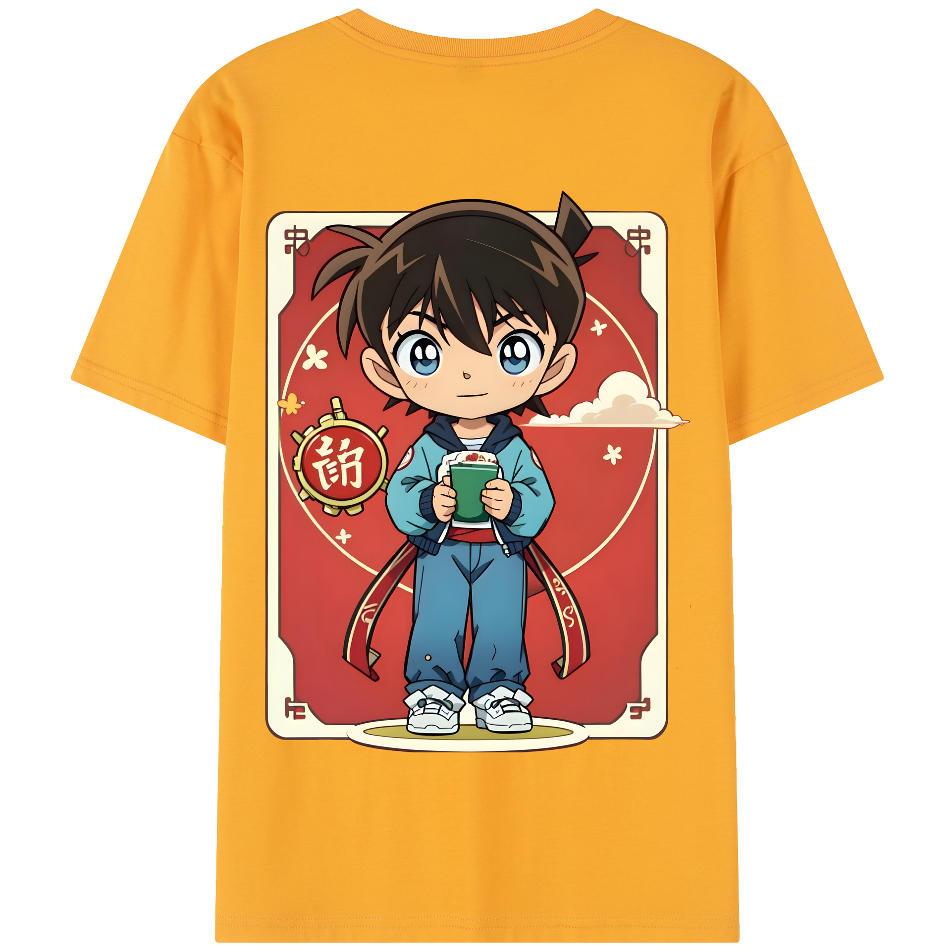 （画像用） 名探偵コナン 江戸川 コナン Detective Conan Conan Edogawa 綿100％半袖Tシャツ（背面プリント）