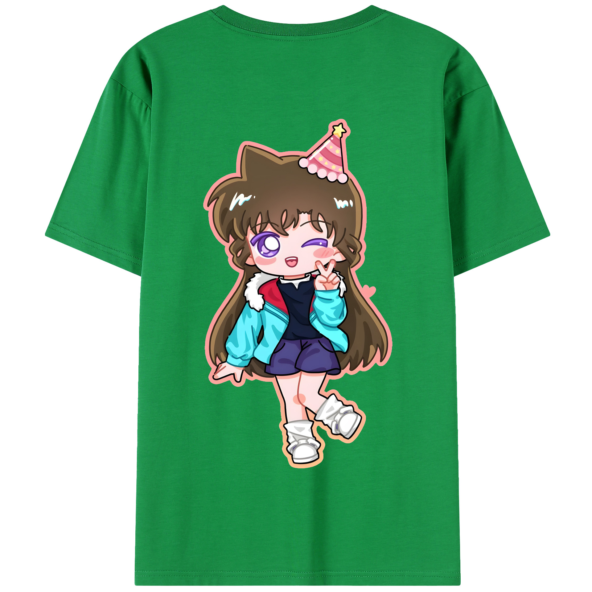 （画像用） 名探偵コナン 毛利 蘭 もうり らん、モーリ ラン Detective Conan Rachel Moore 綿100％半袖Tシャツ（背面プリント）