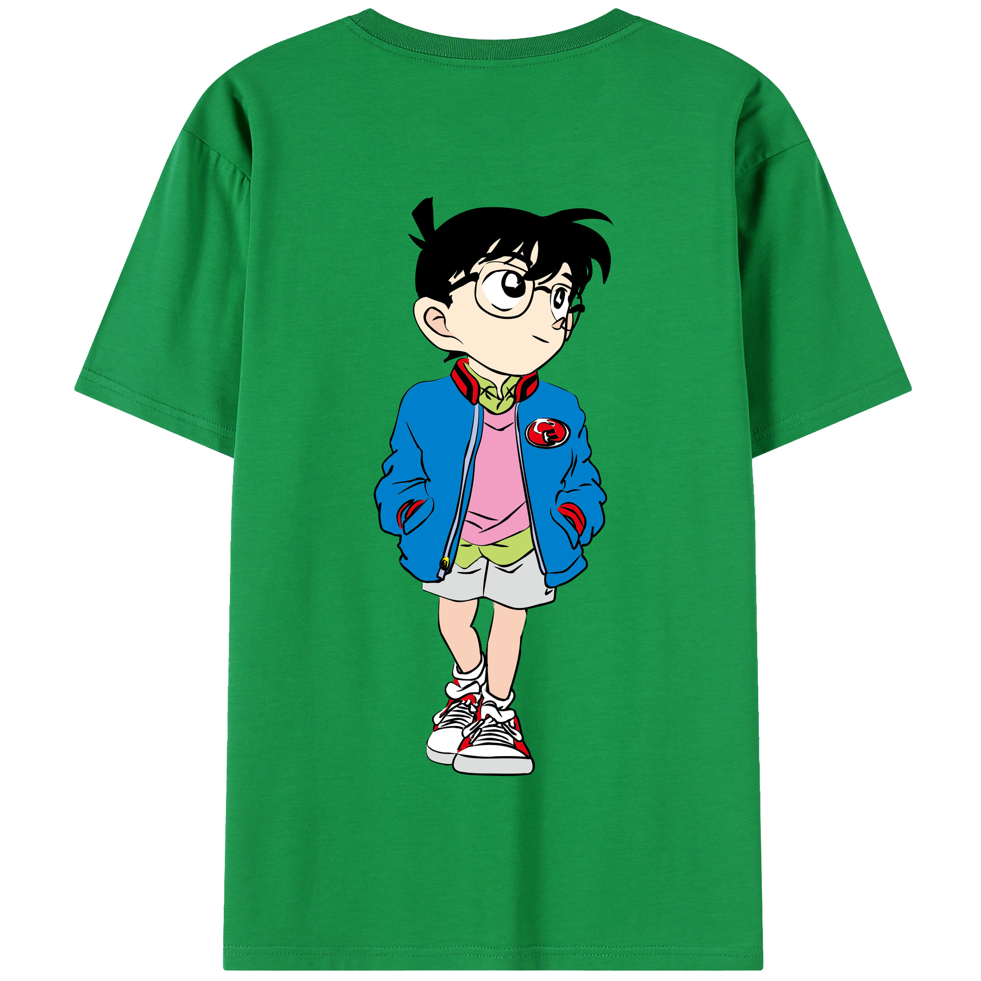 （画像用） 名探偵コナン 江戸川 コナン Detective Conan Conan Edogawa 綿100％半袖Tシャツ（背面プリント）
