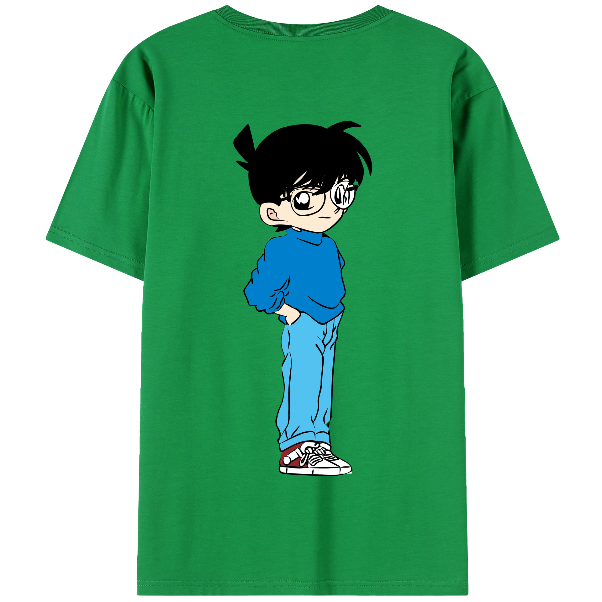 （画像用） 名探偵コナン 江戸川 コナン Detective Conan Conan Edogawa 綿100％半袖Tシャツ（背面プリント）