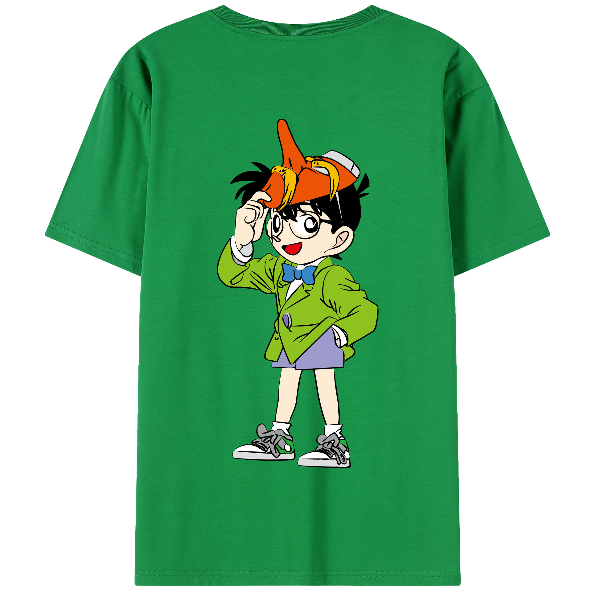 （画像用） 名探偵コナン 江戸川 コナン Detective Conan Conan Edogawa 綿100％半袖Tシャツ（背面プリント）
