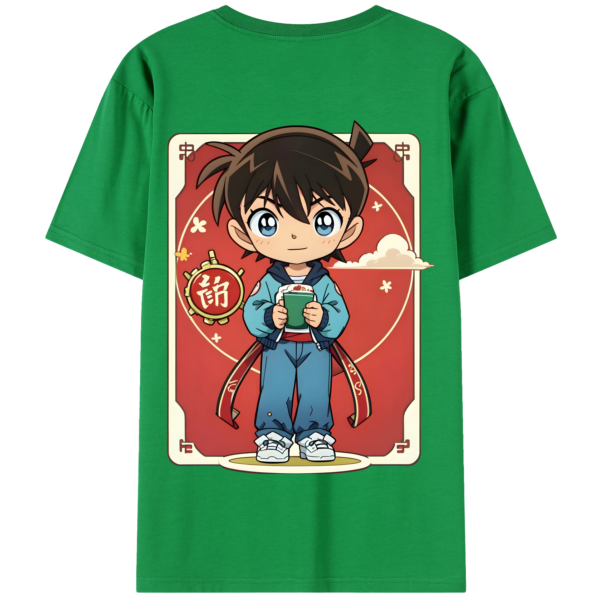 （画像用） 名探偵コナン 江戸川 コナン Detective Conan Conan Edogawa 綿100％半袖Tシャツ（背面プリント）