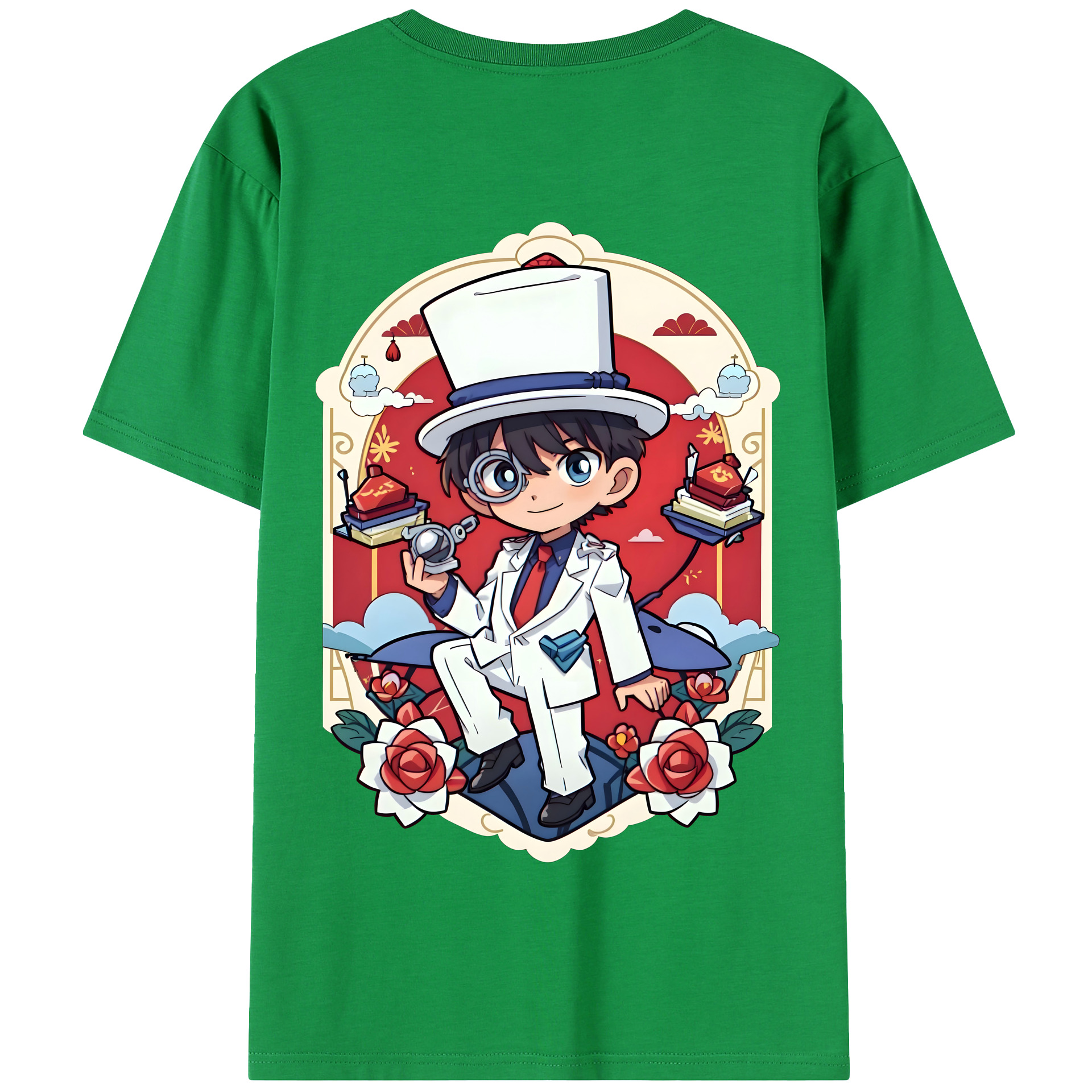 （画像用） 名探偵コナン くろば かいと Detective Conan Kuroba Kaito 綿100％半袖Tシャツ（背面プリント）