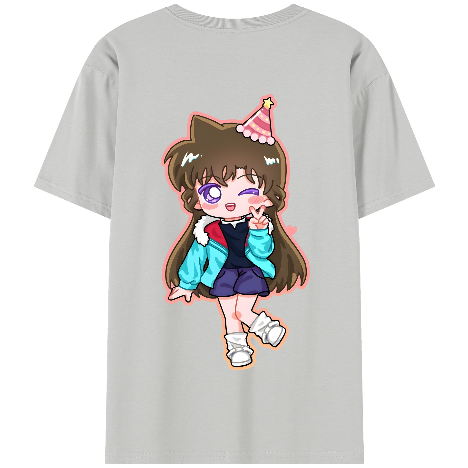 （画像用） 名探偵コナン 毛利 蘭 もうり らん、モーリ ラン Detective Conan Rachel Moore 綿100％半袖Tシャツ（背面プリント）