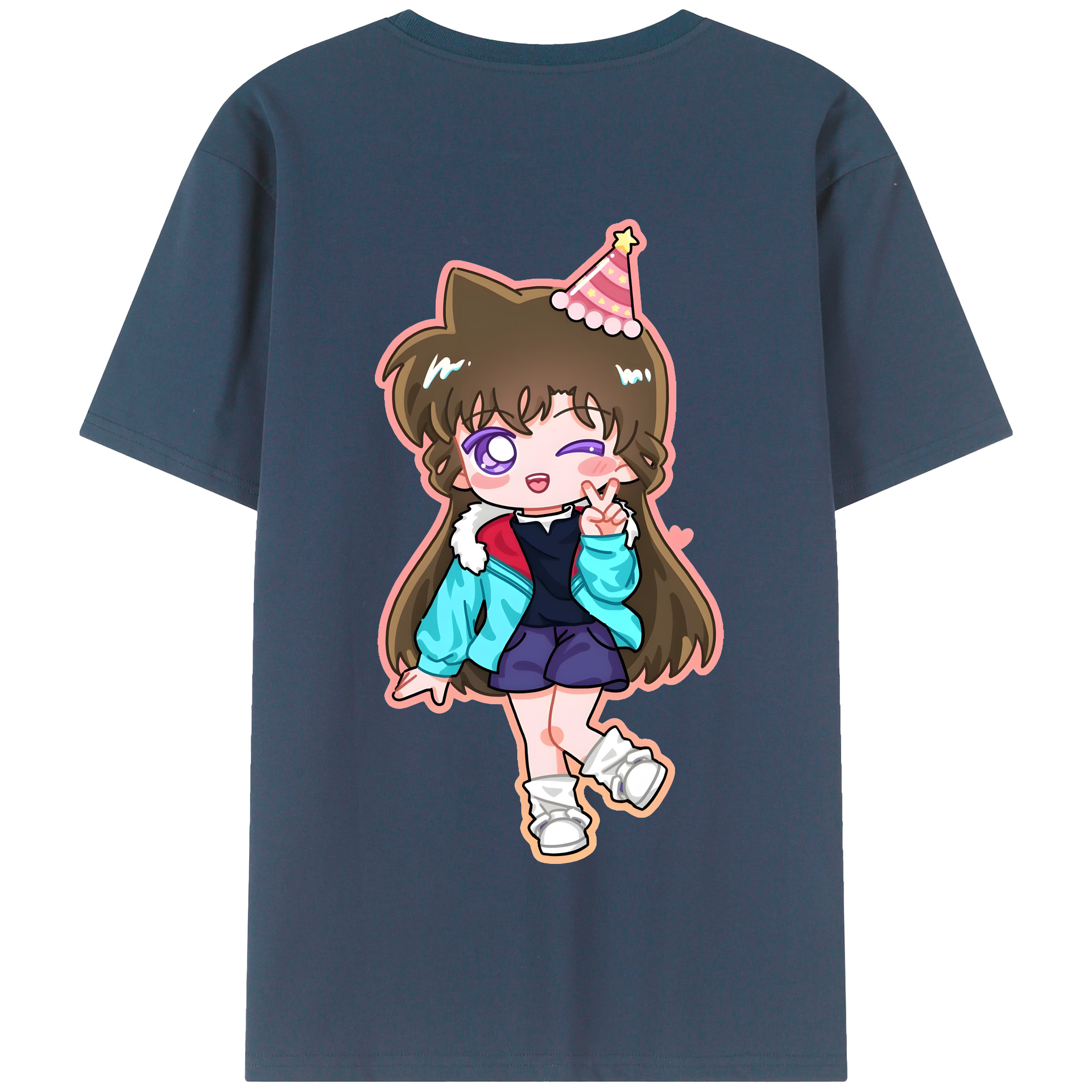 （画像用） 名探偵コナン 毛利 蘭 もうり らん、モーリ ラン Detective Conan Rachel Moore 綿100％半袖Tシャツ（背面プリント）