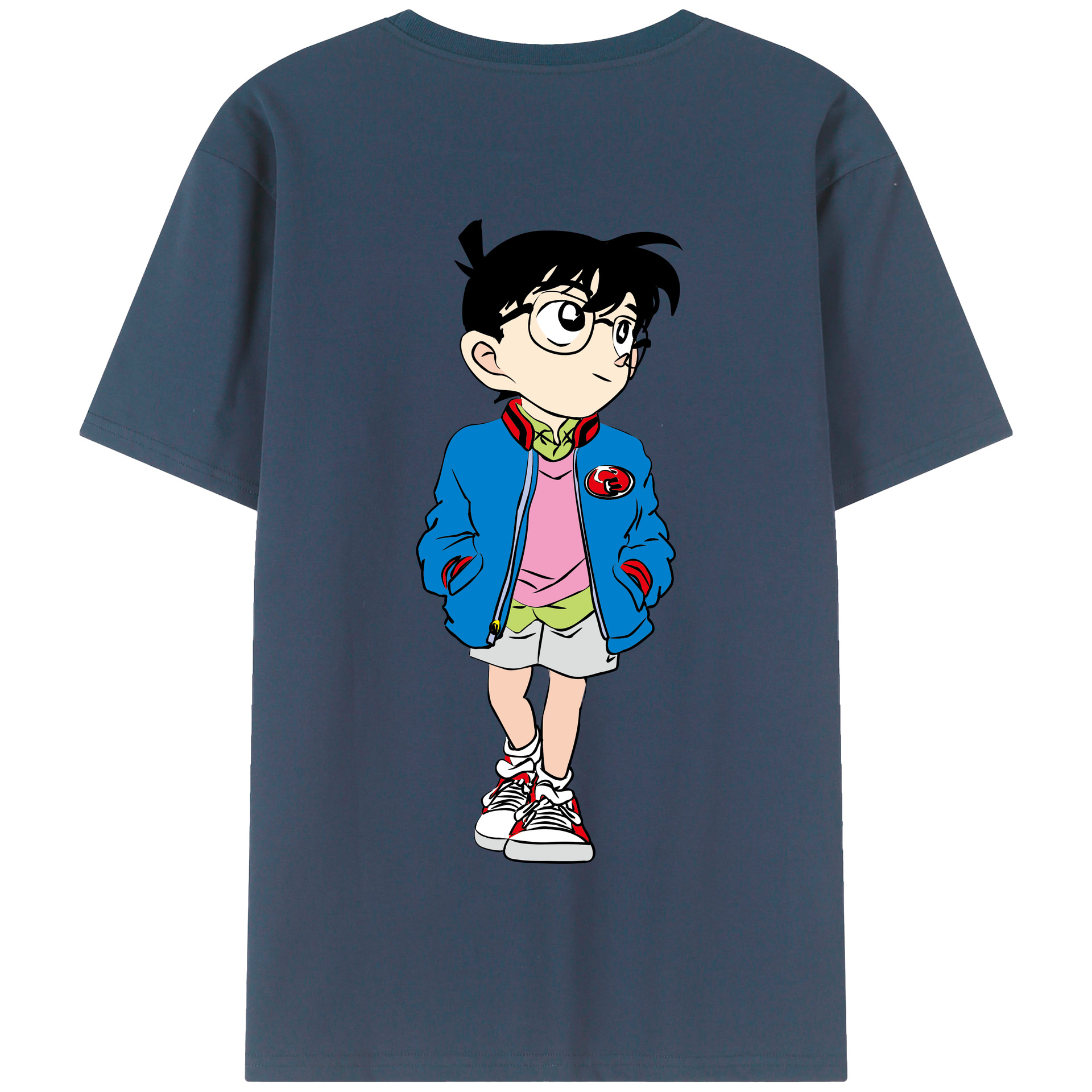 （画像用） 名探偵コナン 江戸川 コナン Detective Conan Conan Edogawa 綿100％半袖Tシャツ（背面プリント）