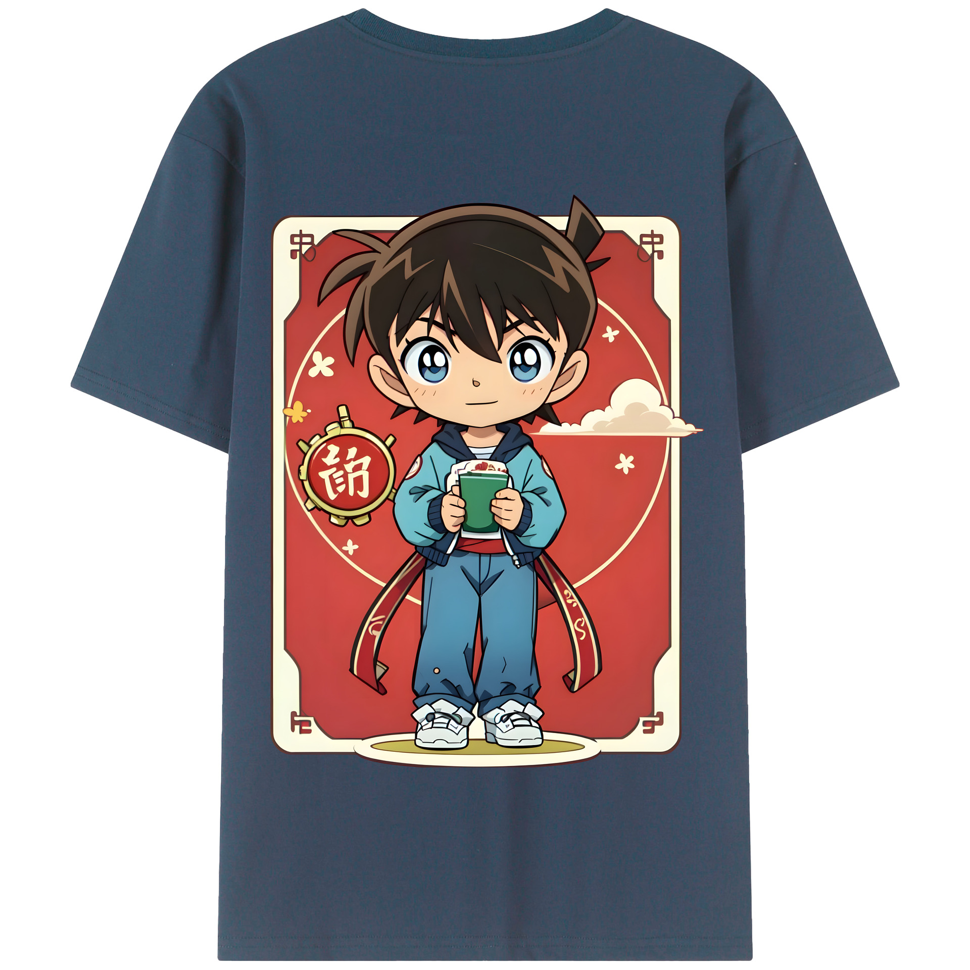 （画像用） 名探偵コナン 江戸川 コナン Detective Conan Conan Edogawa 綿100％半袖Tシャツ（背面プリント）