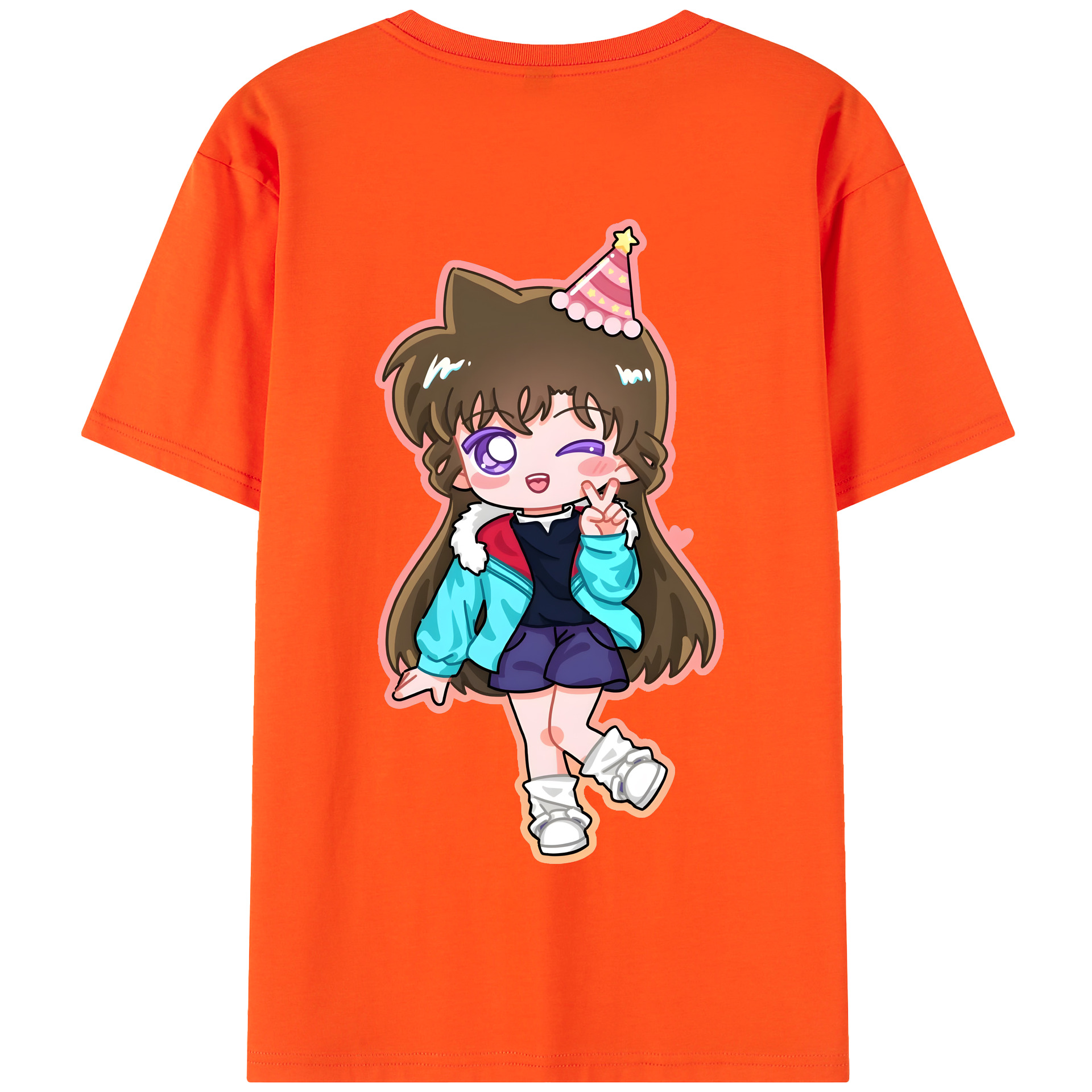 （画像用） 名探偵コナン 毛利 蘭 もうり らん、モーリ ラン Detective Conan Rachel Moore 綿100％半袖Tシャツ（背面プリント）