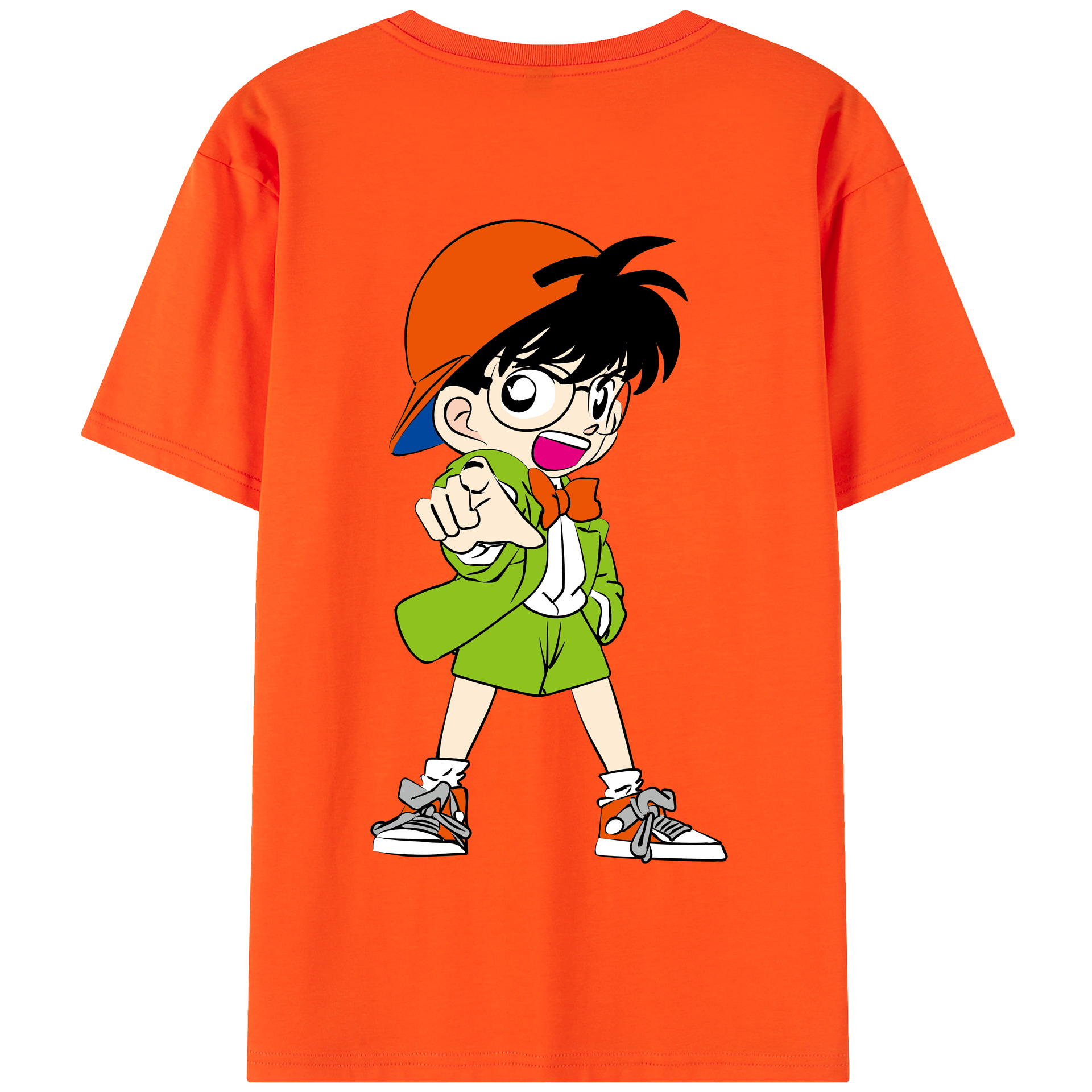 （画像用） 名探偵コナン 江戸川 コナン Detective Conan Conan Edogawa 綿100％半袖Tシャツ（背面プリント）