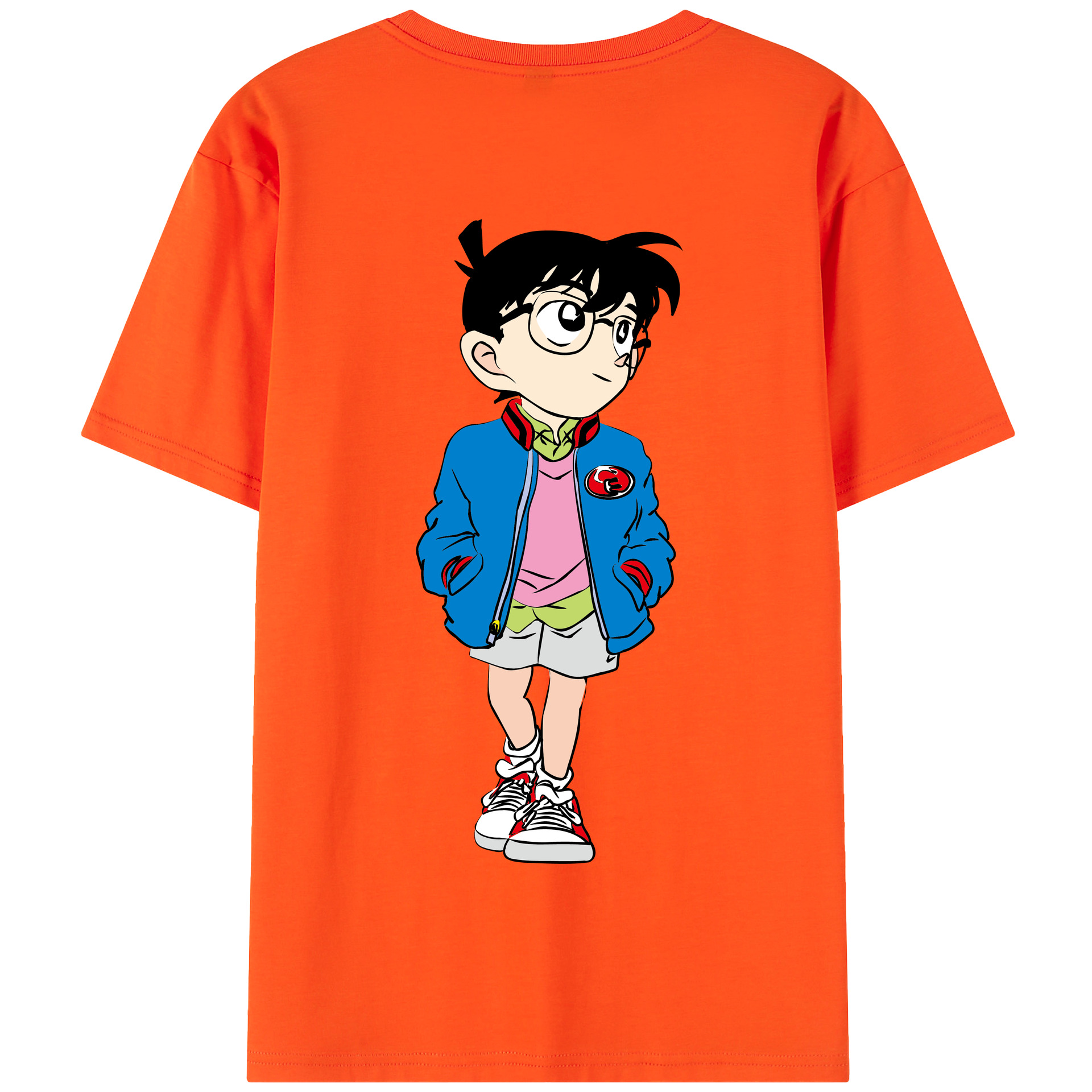 （画像用） 名探偵コナン 江戸川 コナン Detective Conan Conan Edogawa 綿100％半袖Tシャツ（背面プリント）