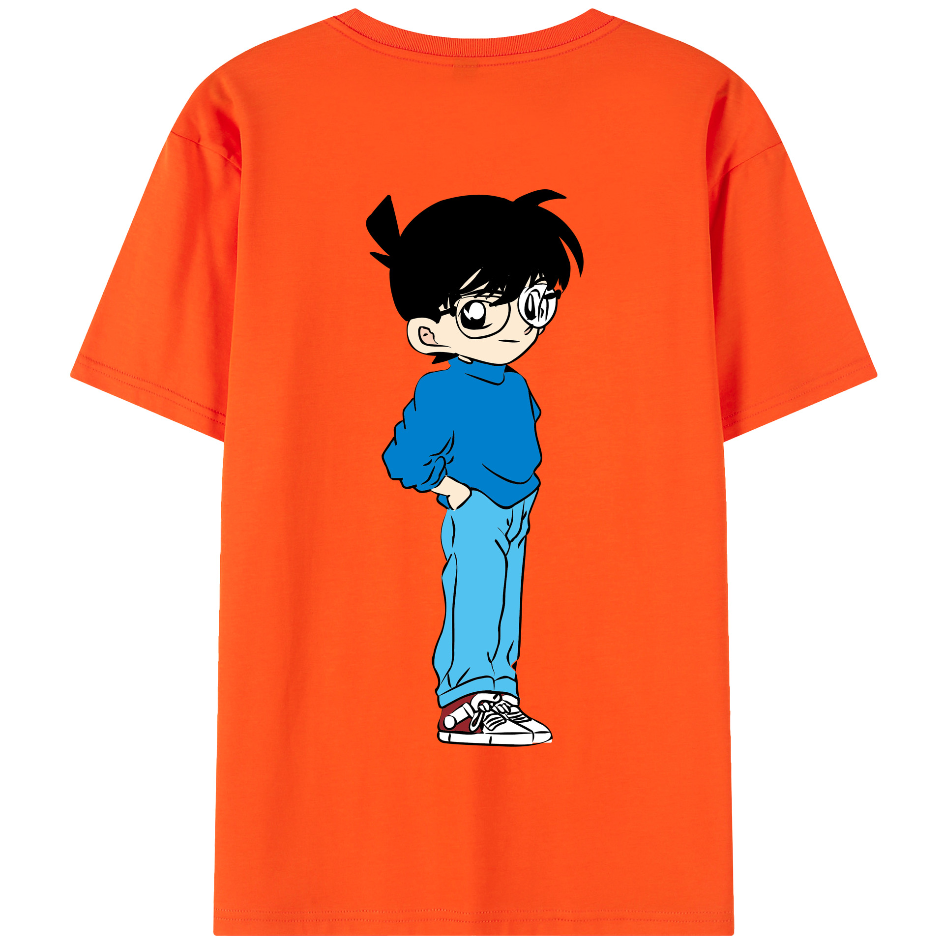 （画像用） 名探偵コナン 江戸川 コナン Detective Conan Conan Edogawa 綿100％半袖Tシャツ（背面プリント）