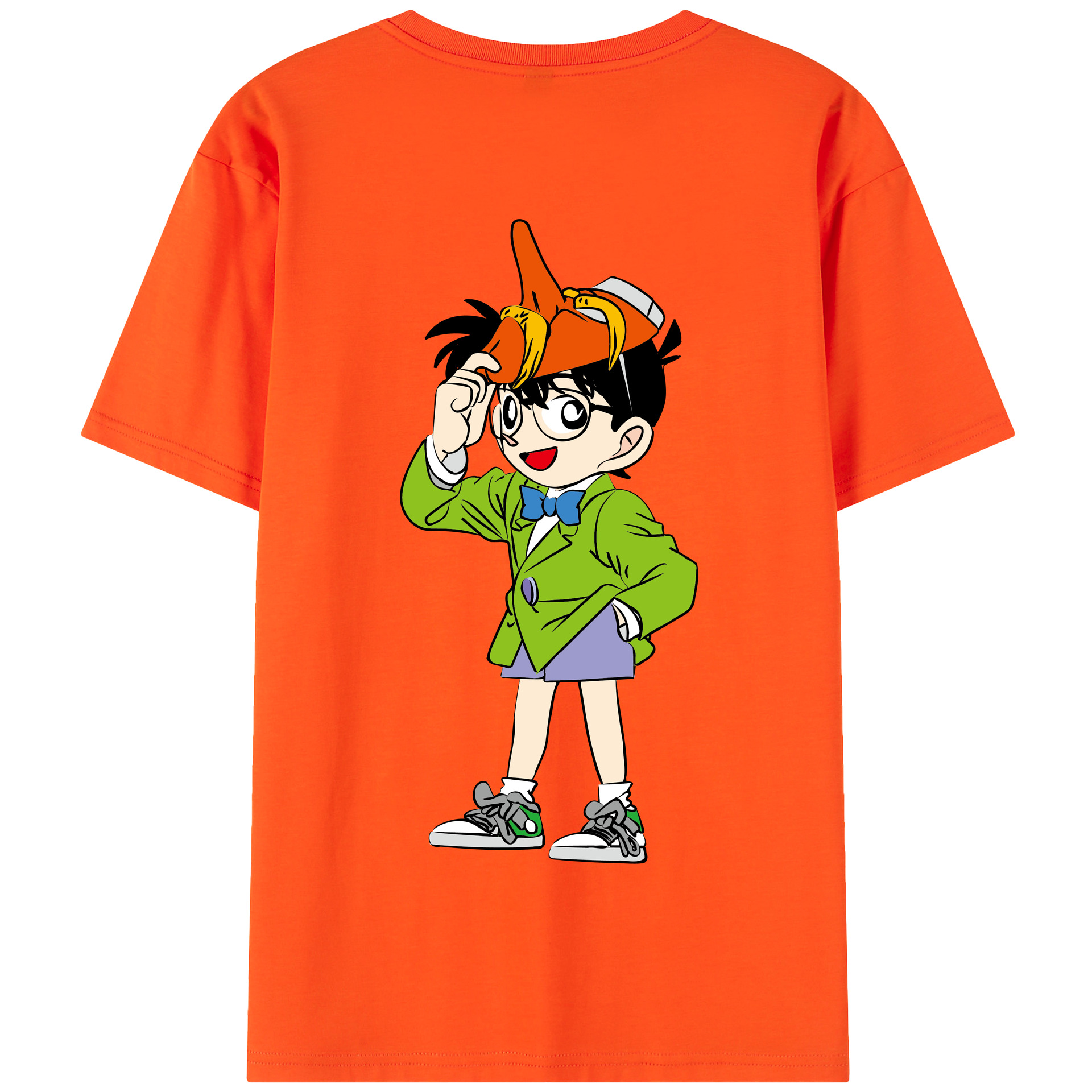 （画像用） 名探偵コナン 江戸川 コナン Detective Conan Conan Edogawa 綿100％半袖Tシャツ（背面プリント）