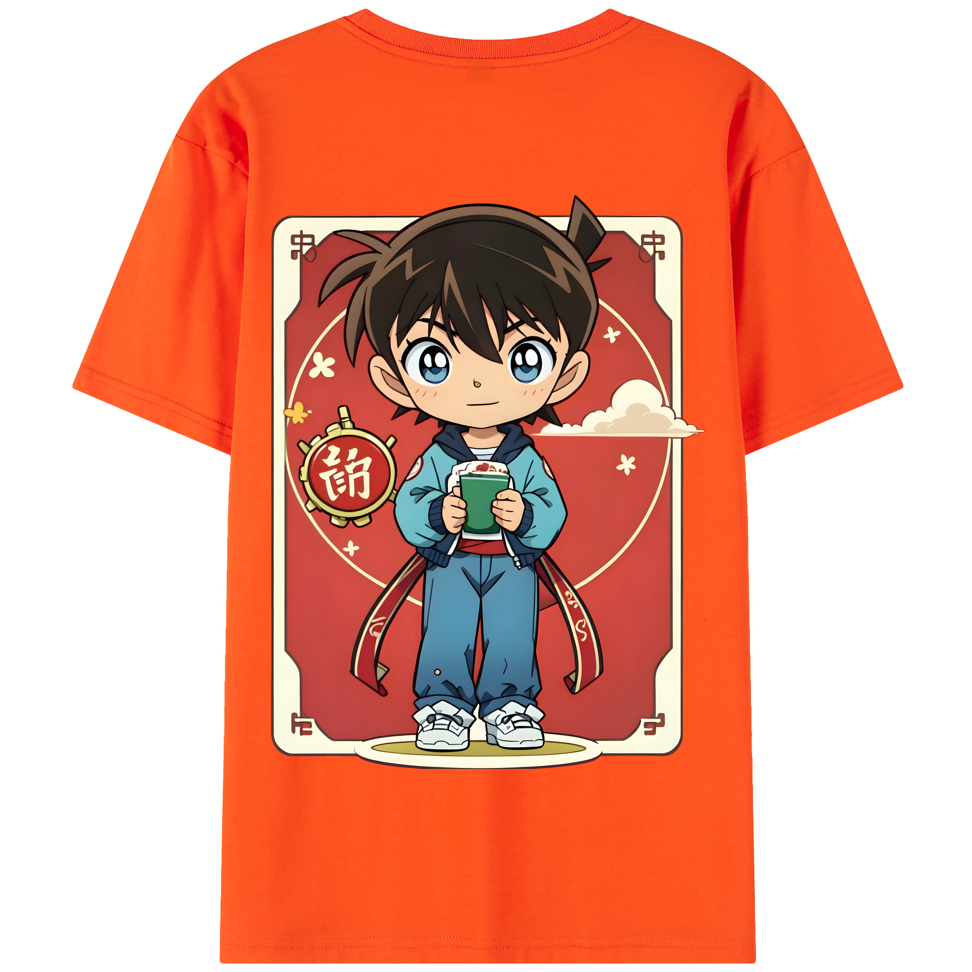 （画像用） 名探偵コナン 江戸川 コナン Detective Conan Conan Edogawa 綿100％半袖Tシャツ（背面プリント）