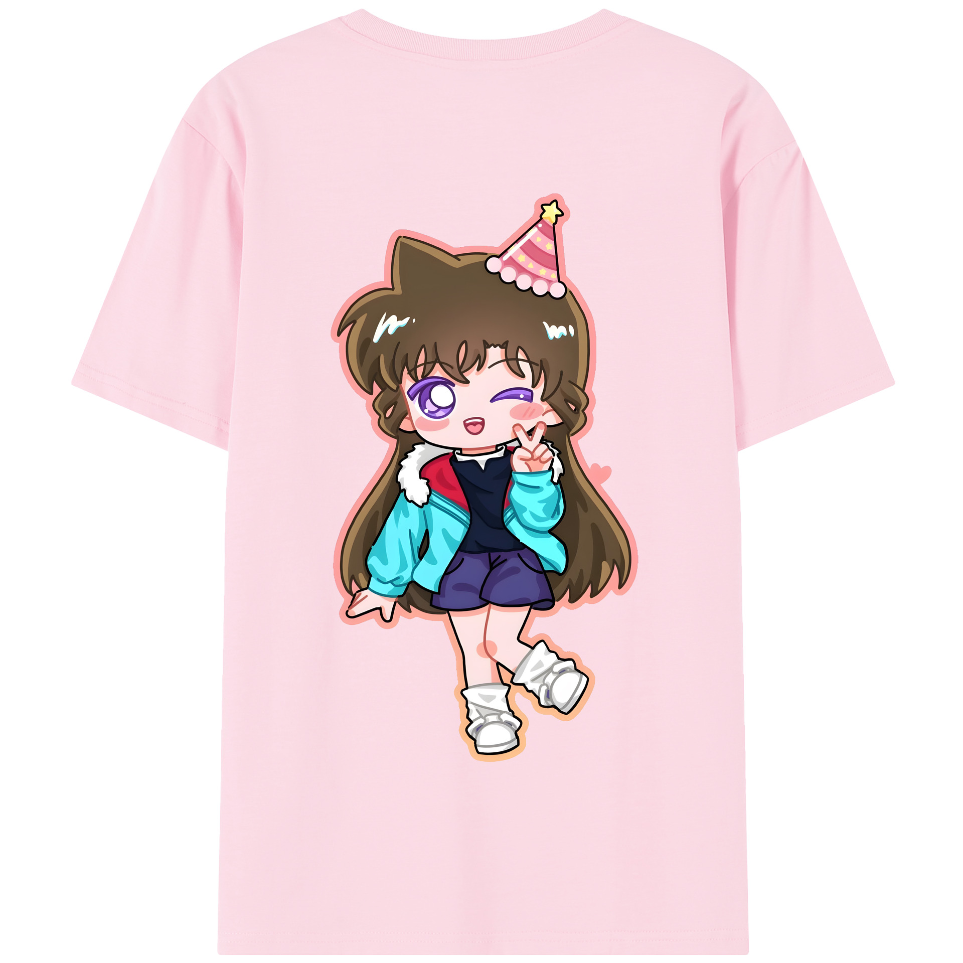 （画像用） 名探偵コナン 毛利 蘭 もうり らん、モーリ ラン Detective Conan Rachel Moore 綿100％半袖Tシャツ（背面プリント）