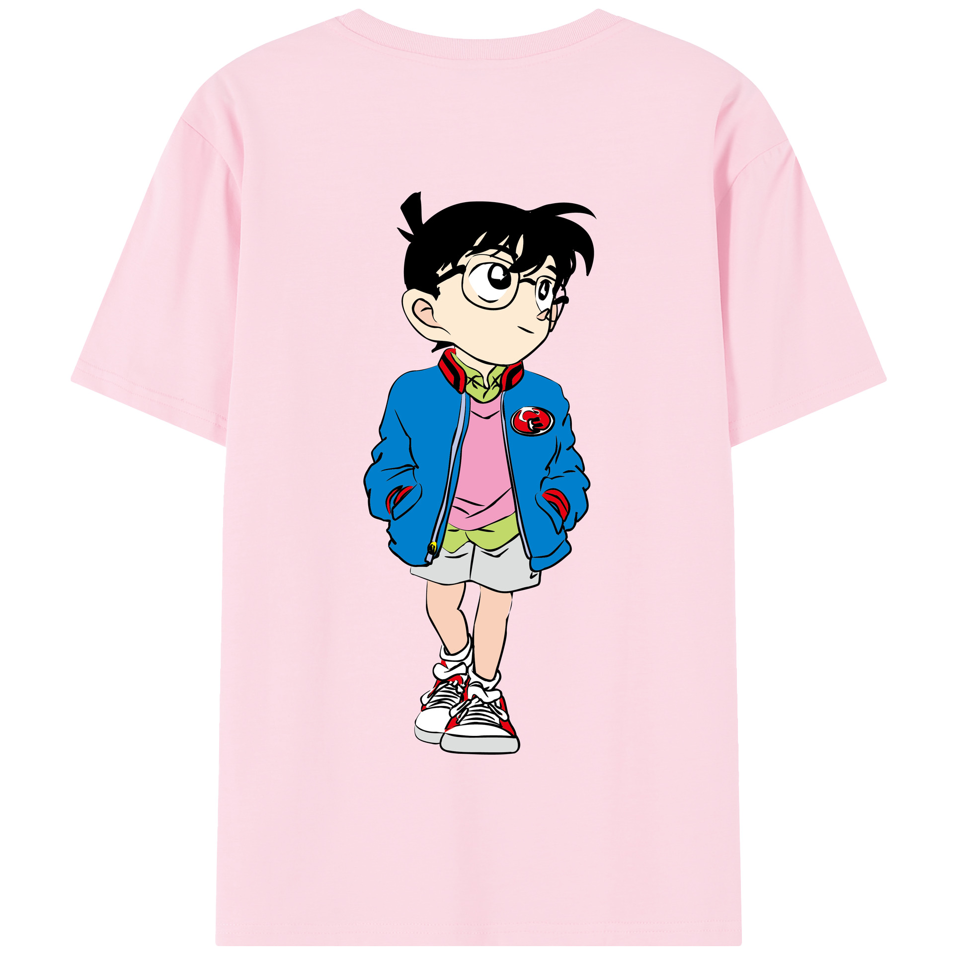 （画像用） 名探偵コナン 江戸川 コナン Detective Conan Conan Edogawa 綿100％半袖Tシャツ（背面プリント）