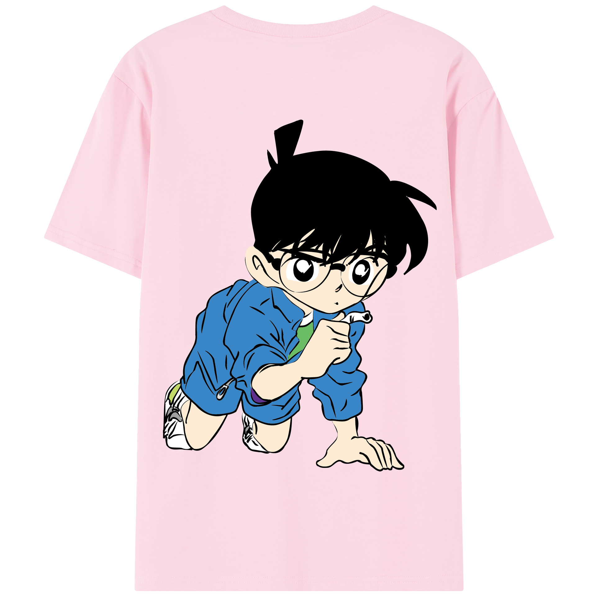 （画像用） 名探偵コナン 江戸川 コナン Detective Conan Conan Edogawa 綿100％半袖Tシャツ（背面プリント）