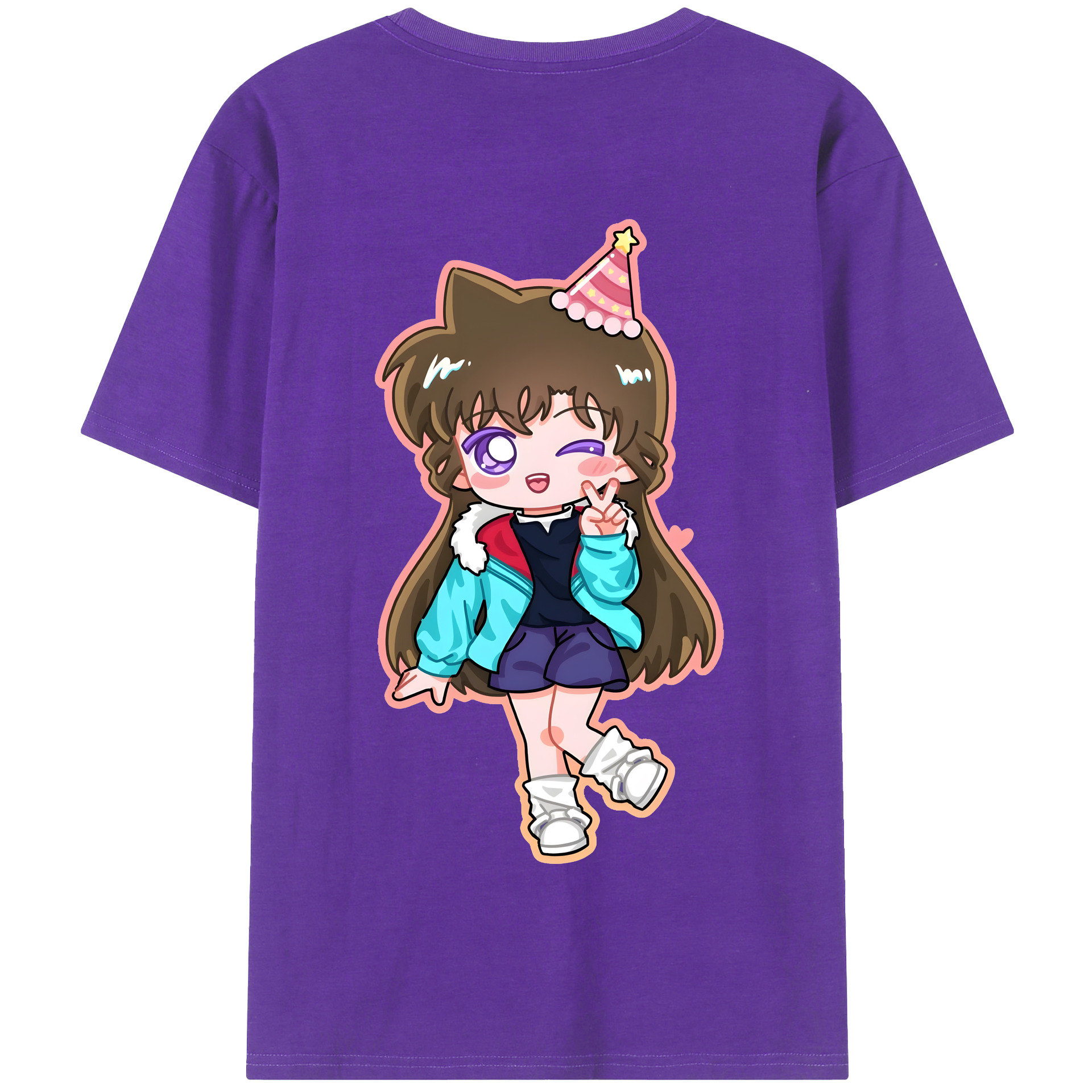 （画像用） 名探偵コナン 毛利 蘭 もうり らん、モーリ ラン Detective Conan Rachel Moore 綿100％半袖Tシャツ（背面プリント）