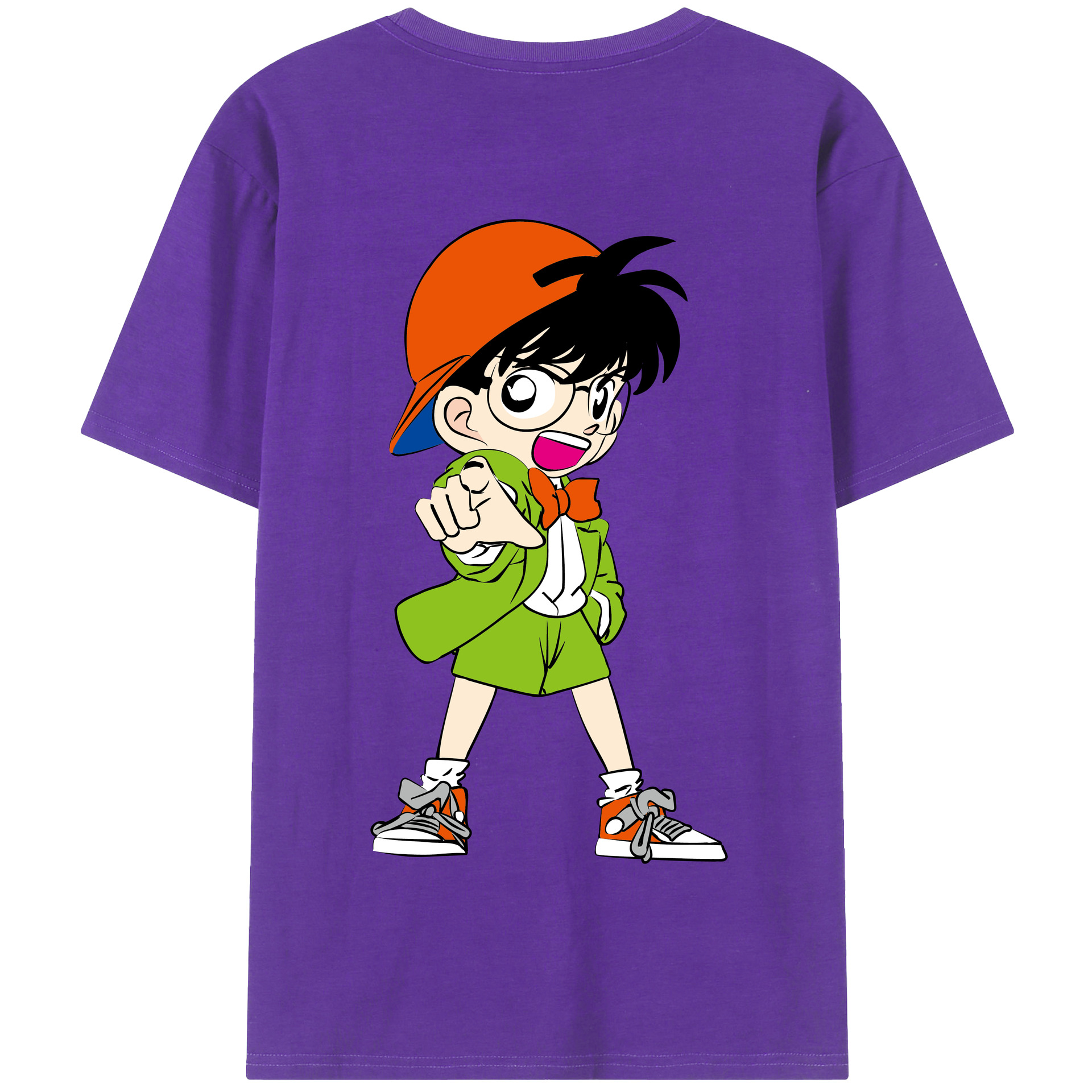 （画像用） 名探偵コナン 江戸川 コナン Detective Conan Conan Edogawa 綿100％半袖Tシャツ（背面プリント）