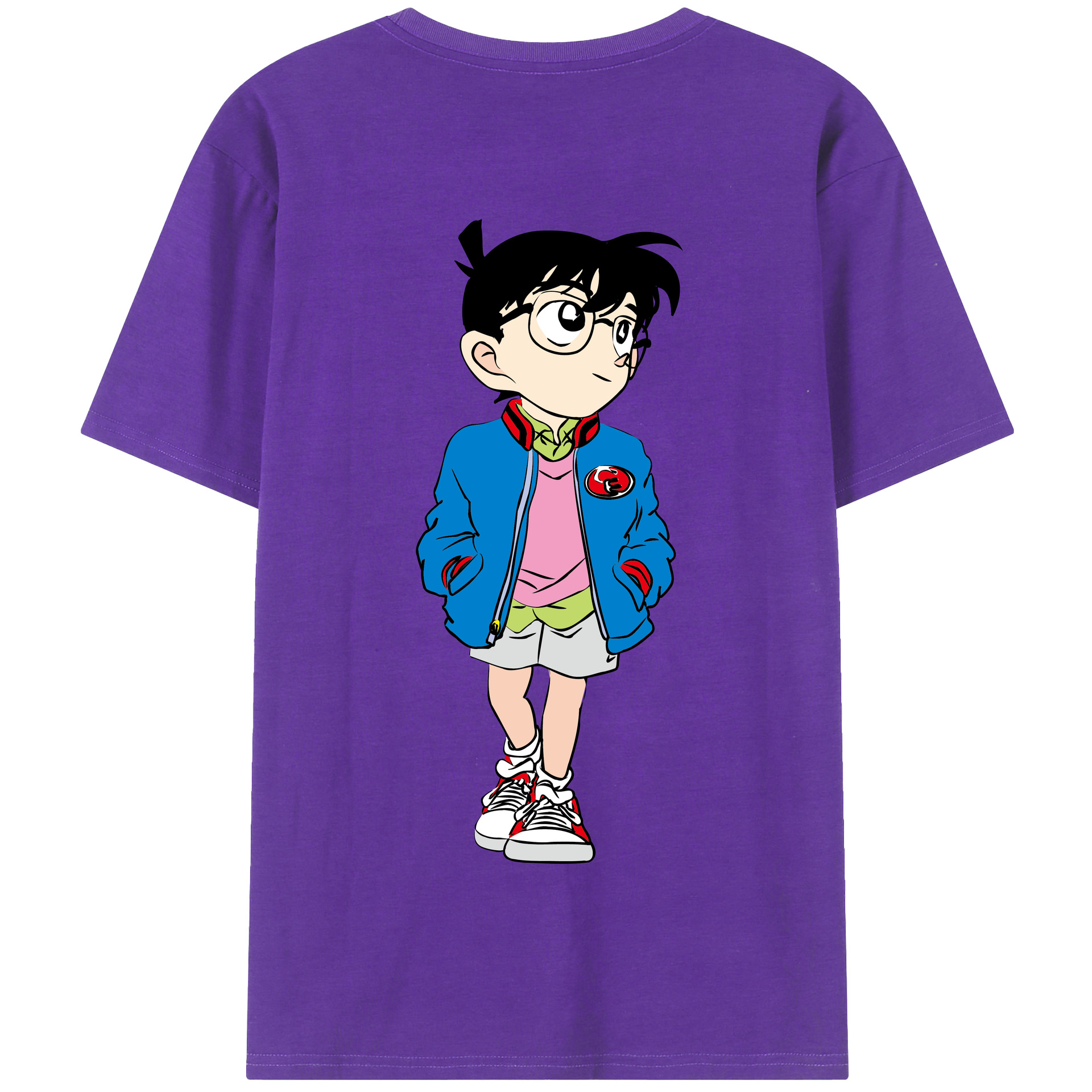 （画像用） 名探偵コナン 江戸川 コナン Detective Conan Conan Edogawa 綿100％半袖Tシャツ（背面プリント）