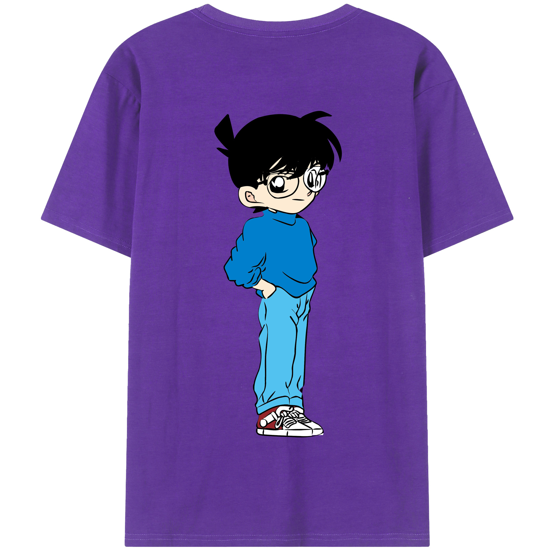 （画像用） 名探偵コナン 江戸川 コナン Detective Conan Conan Edogawa 綿100％半袖Tシャツ（背面プリント）