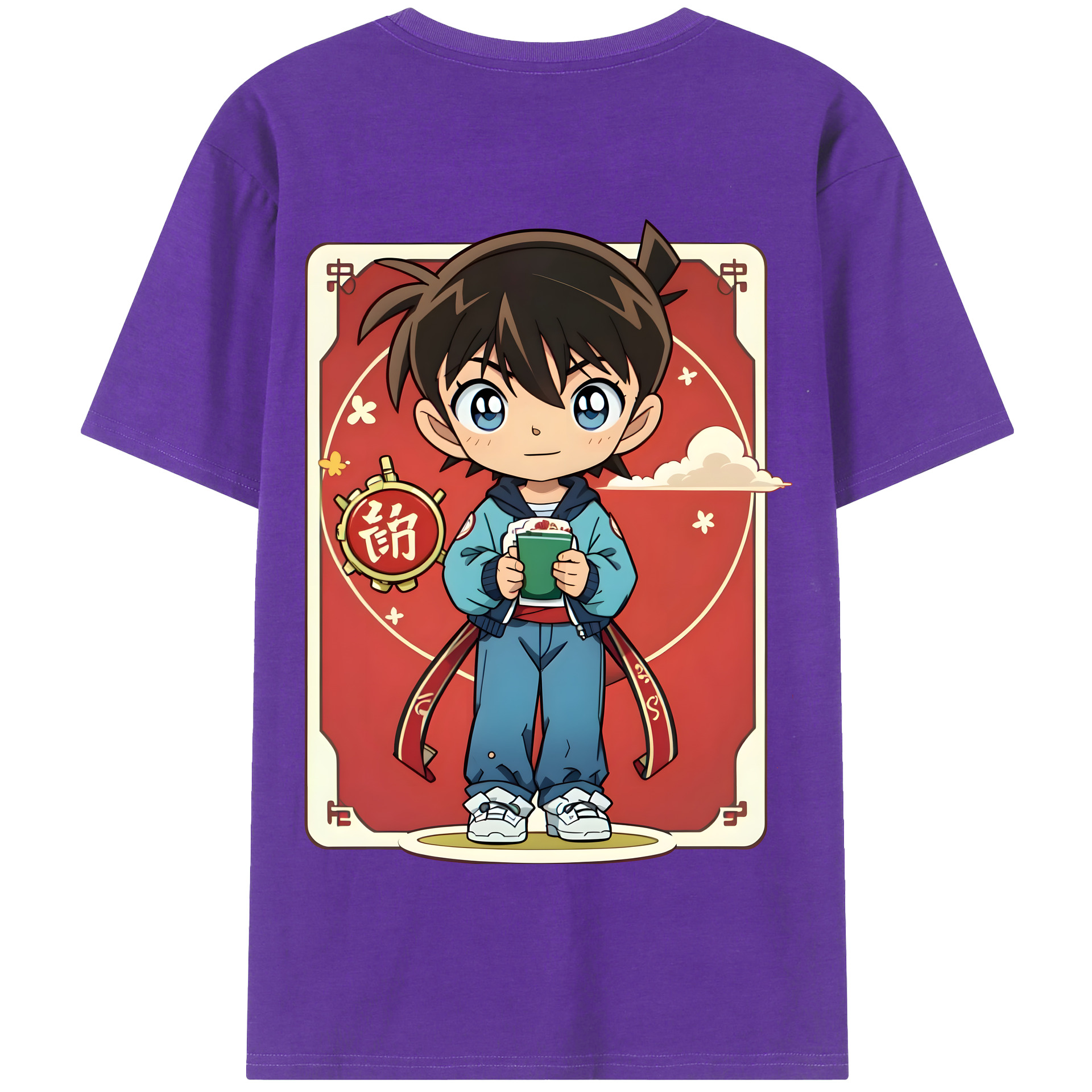 （画像用） 名探偵コナン 江戸川 コナン Detective Conan Conan Edogawa 綿100％半袖Tシャツ（背面プリント）