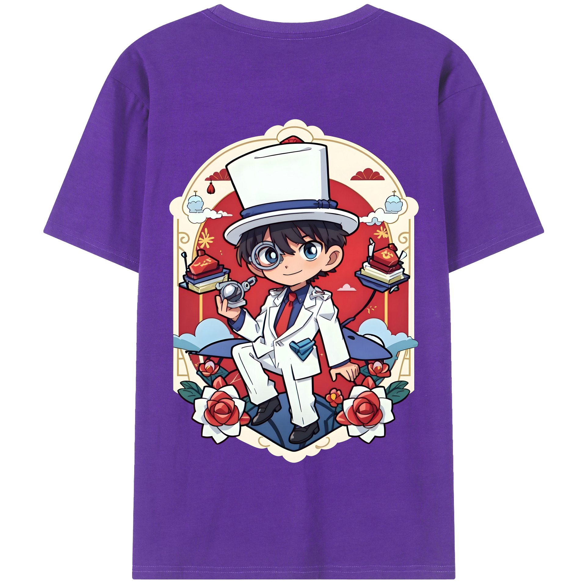 （画像用） 名探偵コナン くろば かいと Detective Conan Kuroba Kaito 綿100％半袖Tシャツ（背面プリント）
