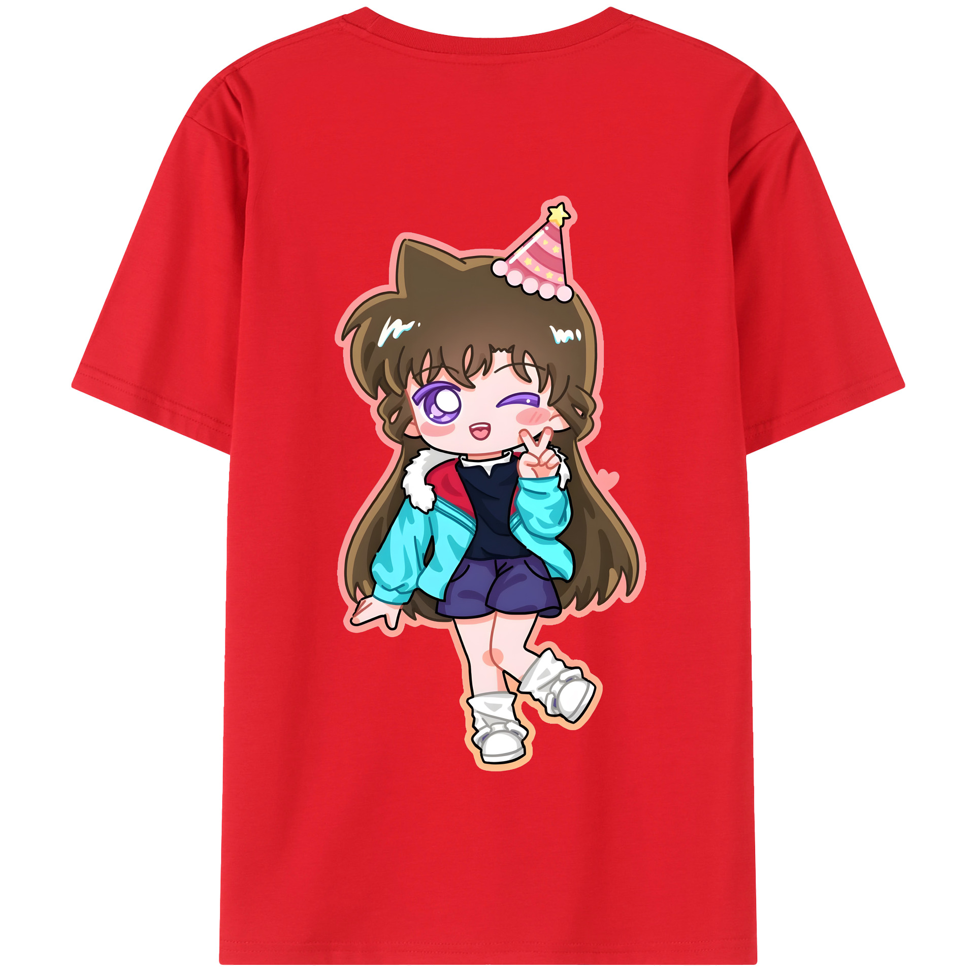 （画像用） 名探偵コナン 毛利 蘭 もうり らん、モーリ ラン Detective Conan Rachel Moore 綿100％半袖Tシャツ（背面プリント）