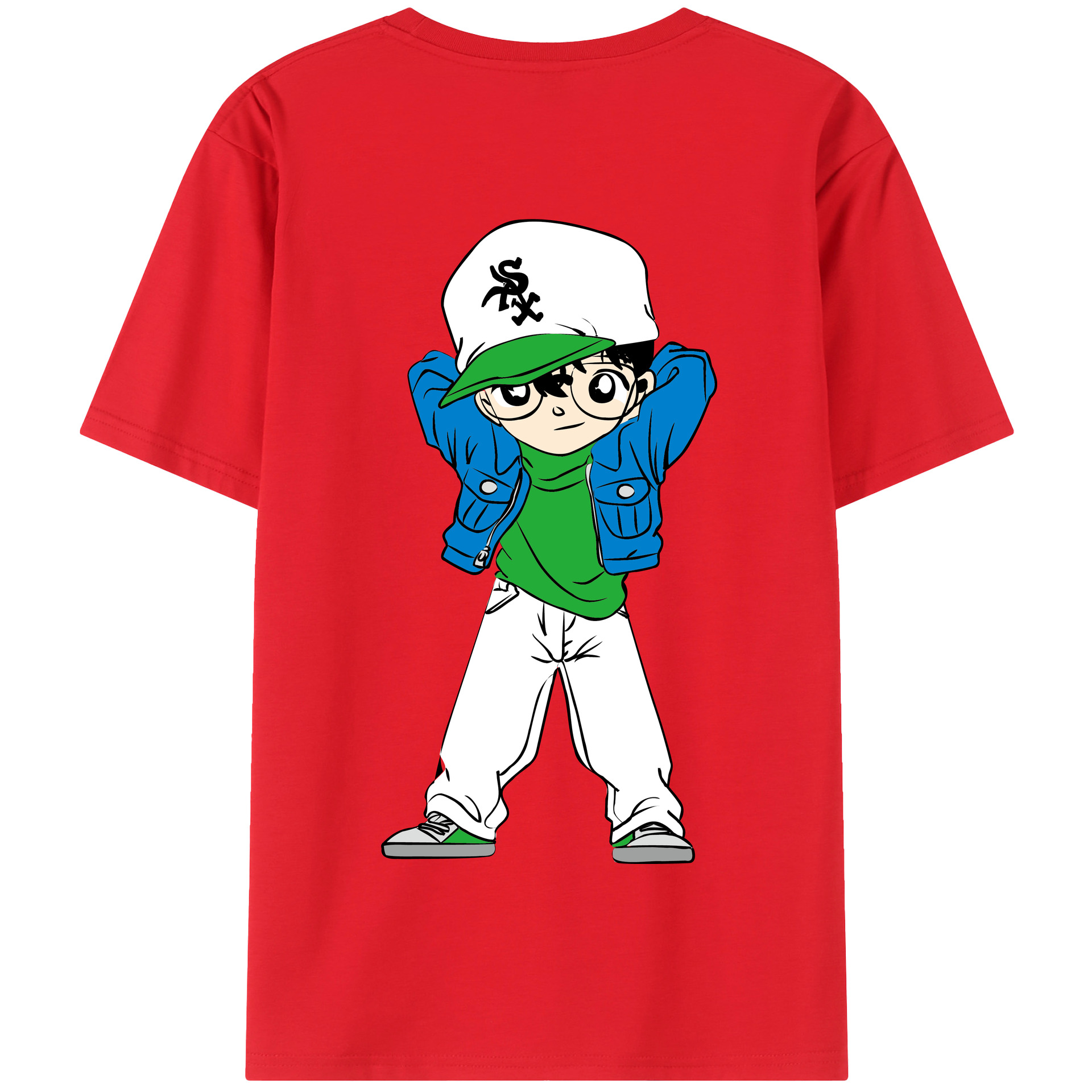 （画像用） 名探偵コナン 江戸川 コナン Detective Conan Conan Edogawa 綿100％半袖Tシャツ（背面プリント）