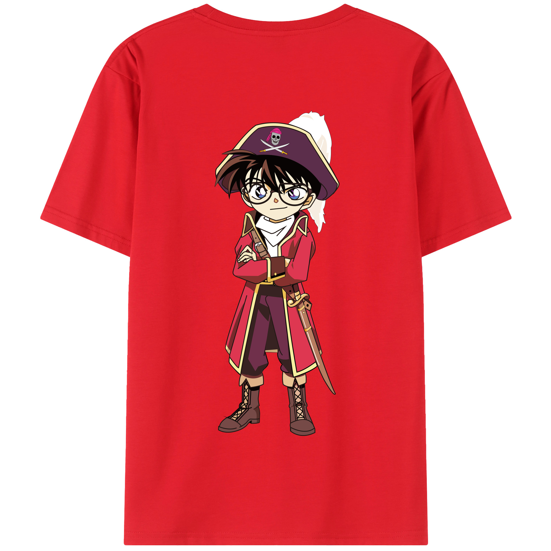 （画像用） 名探偵コナン 江戸川 コナン Detective Conan Conan Edogawa 綿100％半袖Tシャツ（背面プリント）