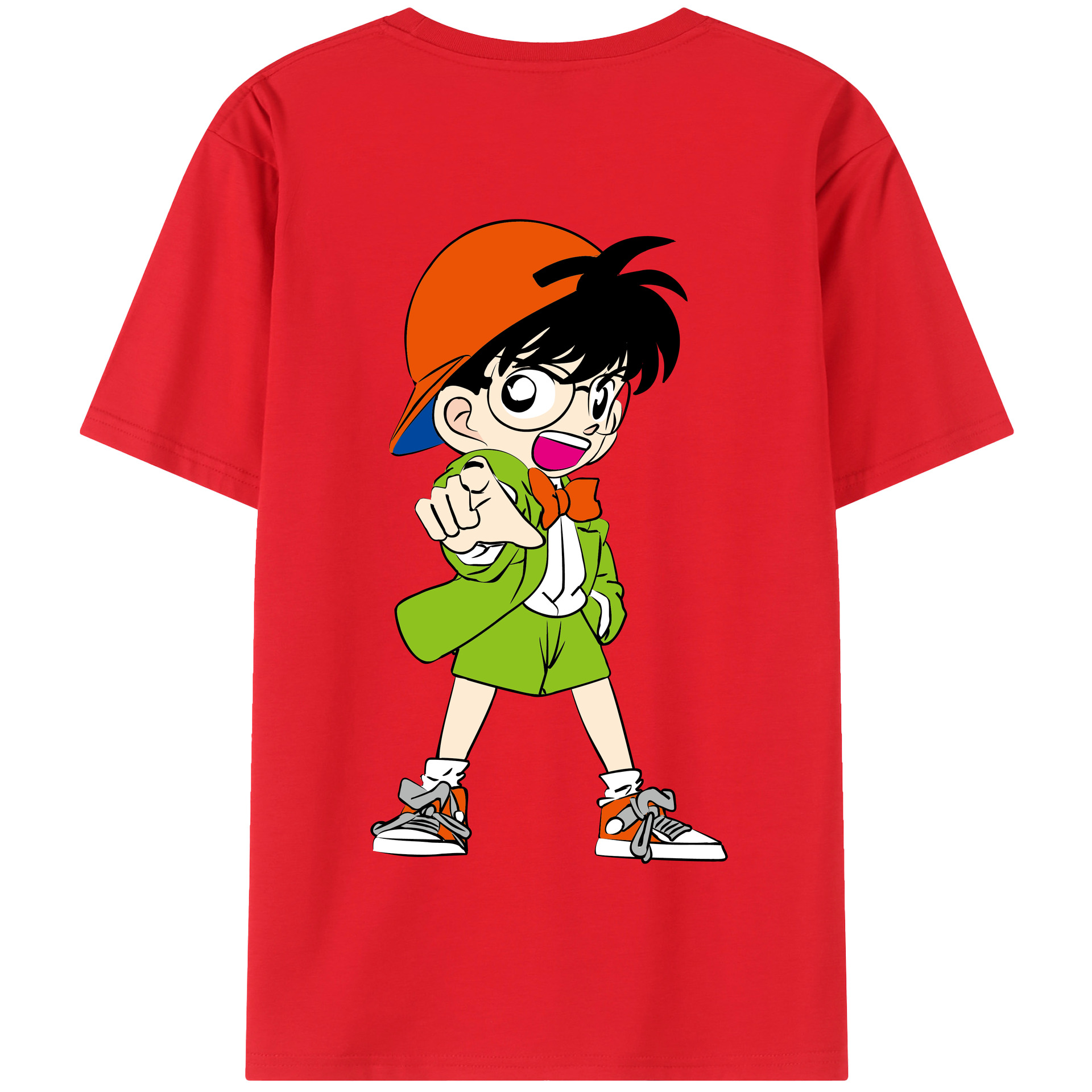 （画像用） 名探偵コナン 江戸川 コナン Detective Conan Conan Edogawa 綿100％半袖Tシャツ（背面プリント）