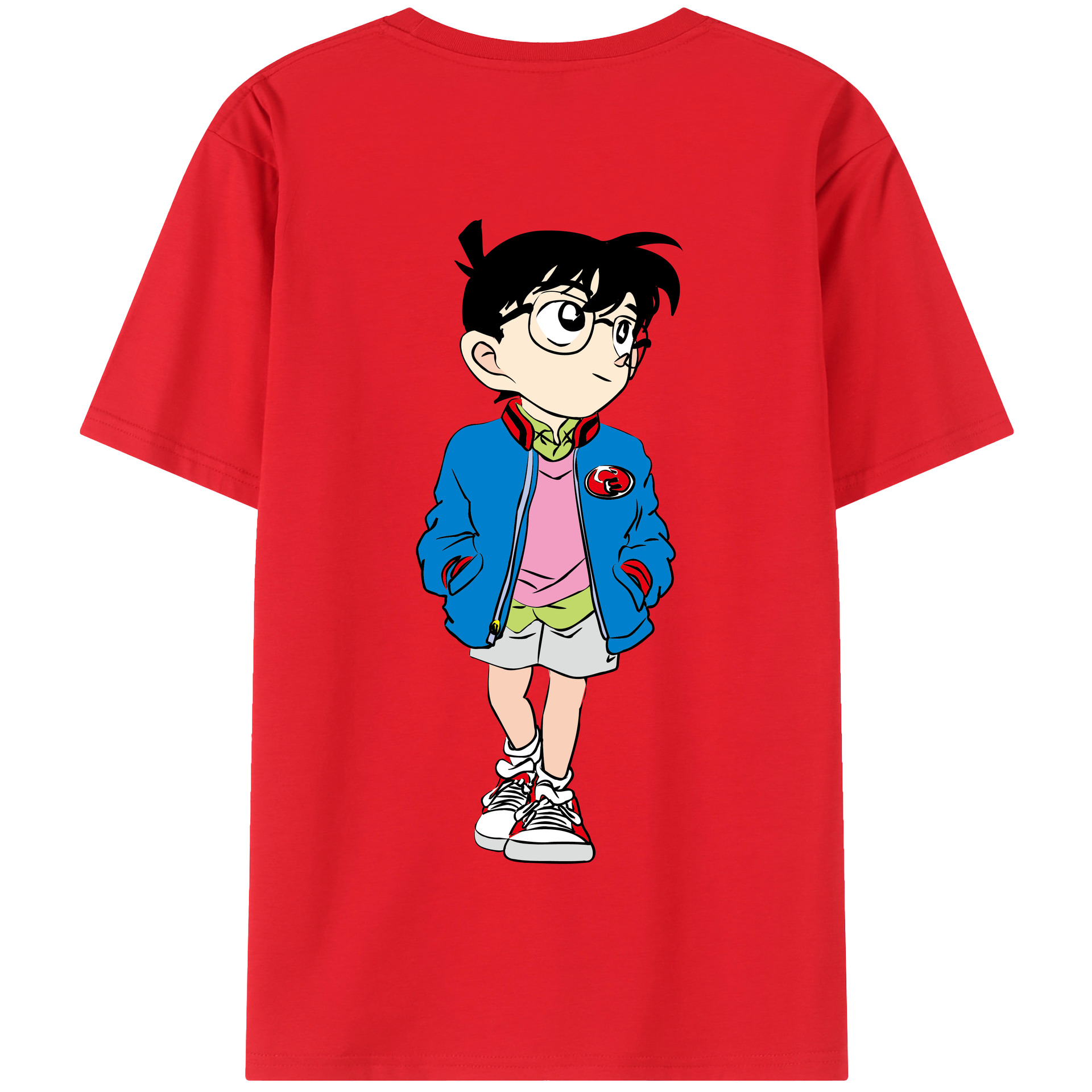 （画像用） 名探偵コナン 江戸川 コナン Detective Conan Conan Edogawa 綿100％半袖Tシャツ（背面プリント）